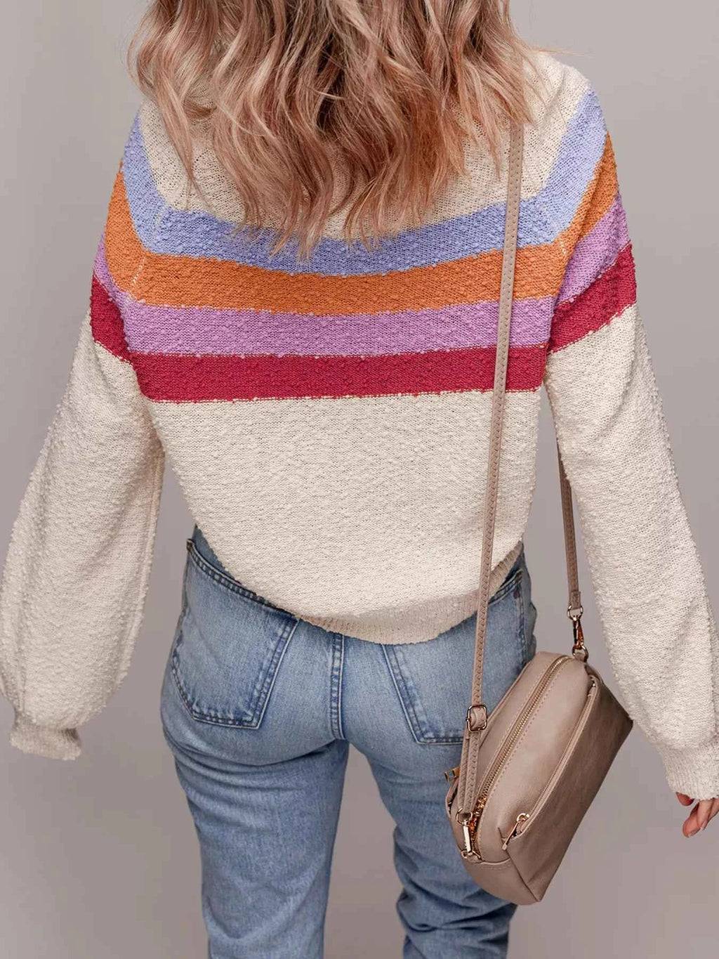 Striped Color Block Loose Sleeve Sweater cf9a219a03ba42caa620936c6775e9be-Max-Origin