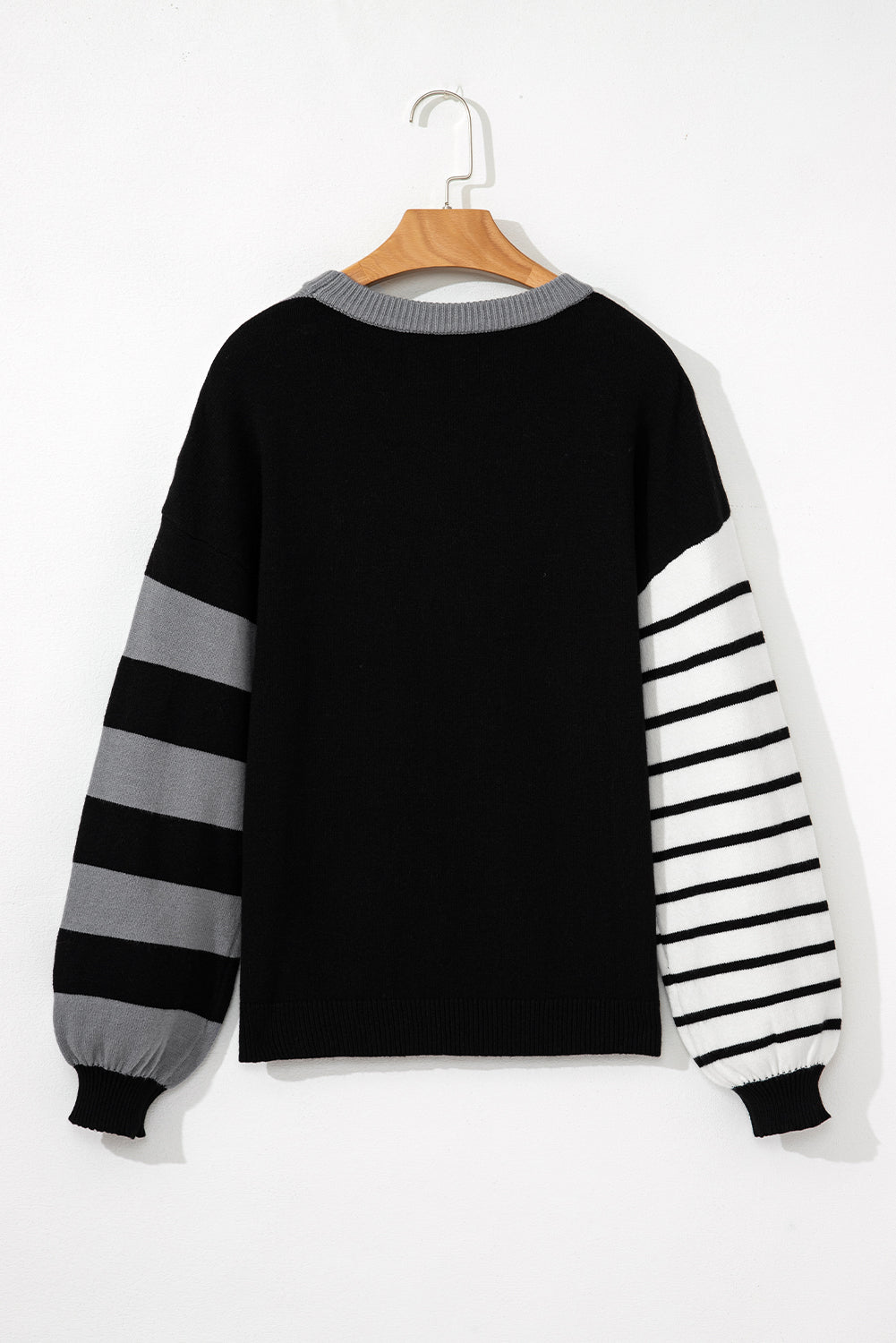 Orange Striped Colorblock Pullover Sweater d00556e4fccf425e