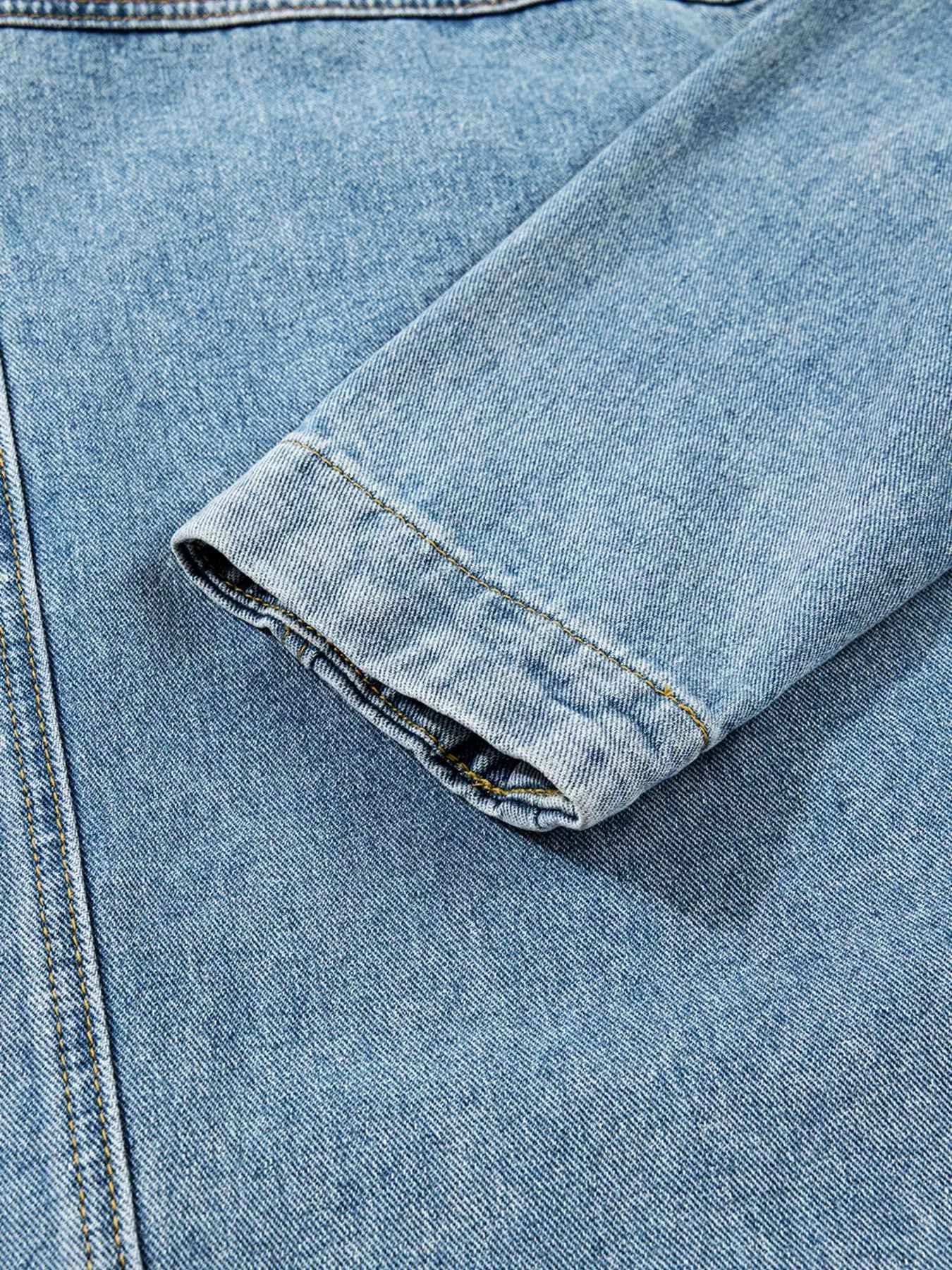Patched Pockets Side Tie Denim Jacket d013bb04f6004fe0acd016a40743e028-Max-Origin