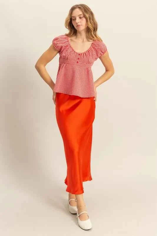 HYFVE Gingham Scoop Neck Cap Sleeve Blouse d03f307f3bb7412b9c4a02b8ab300243-Max-Origin