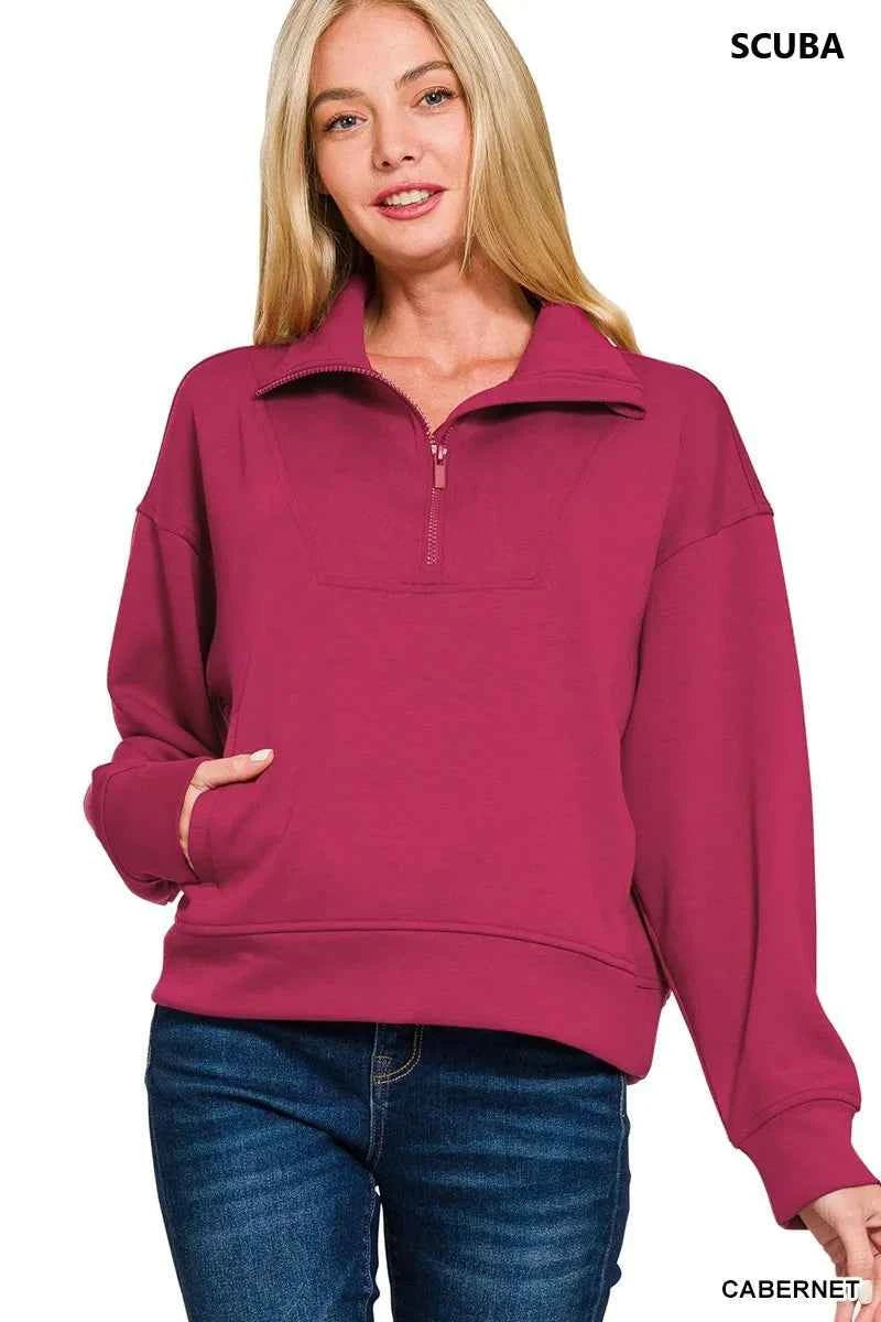 Zenana Scuba Half Zip Sweatshirt with Pockets d060b57e474246dfa4d03b6ddab4aa8d-Max-Origin_dd38b7e8-d54b-4685-b7b5-bbfb68028a4f