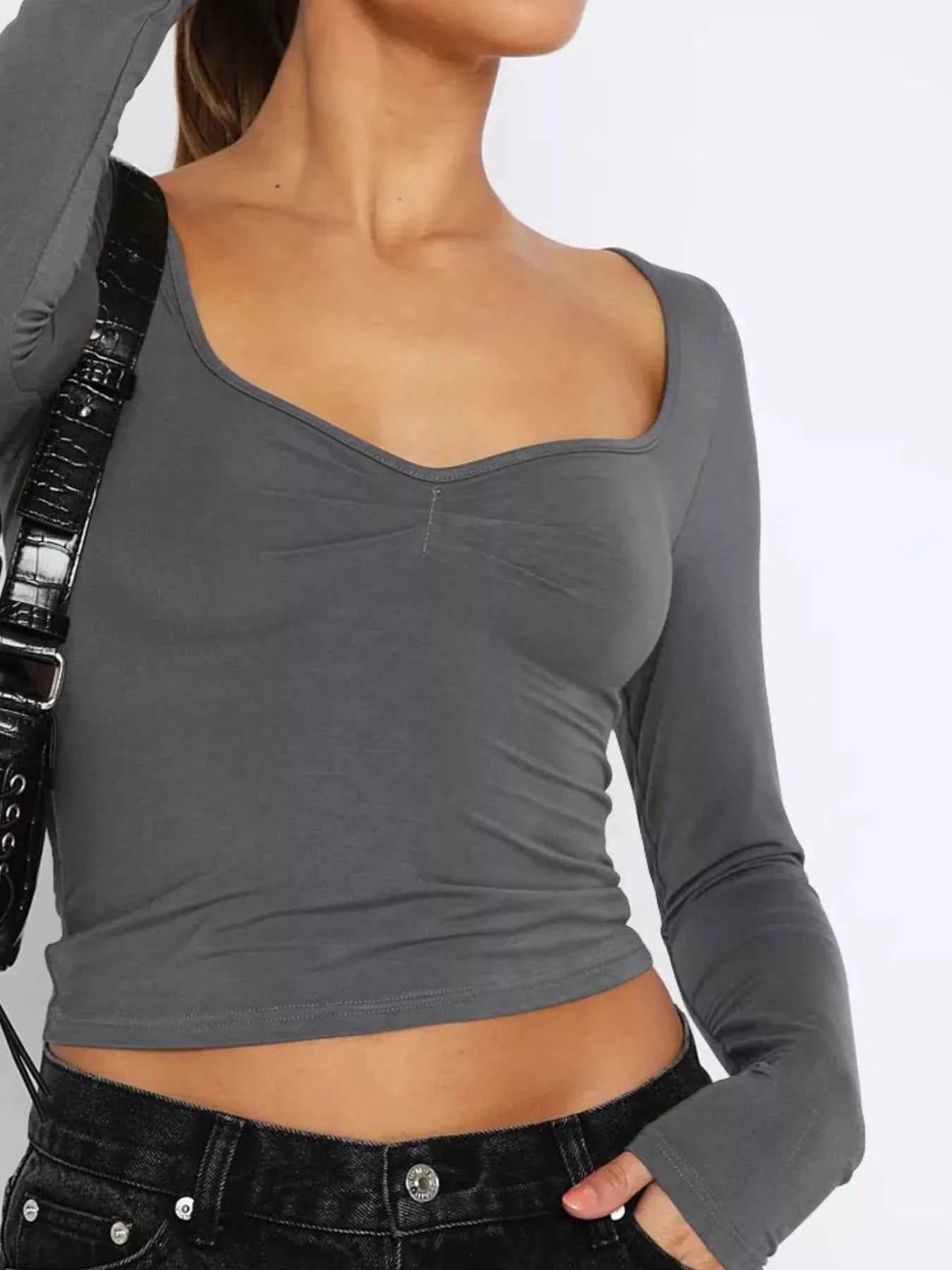 Long Sleeve Sweetheart Neck Crop T-Shirt d0617431-d9ac-47b9-a0ad-91e28d6e9ead-Max-Origin