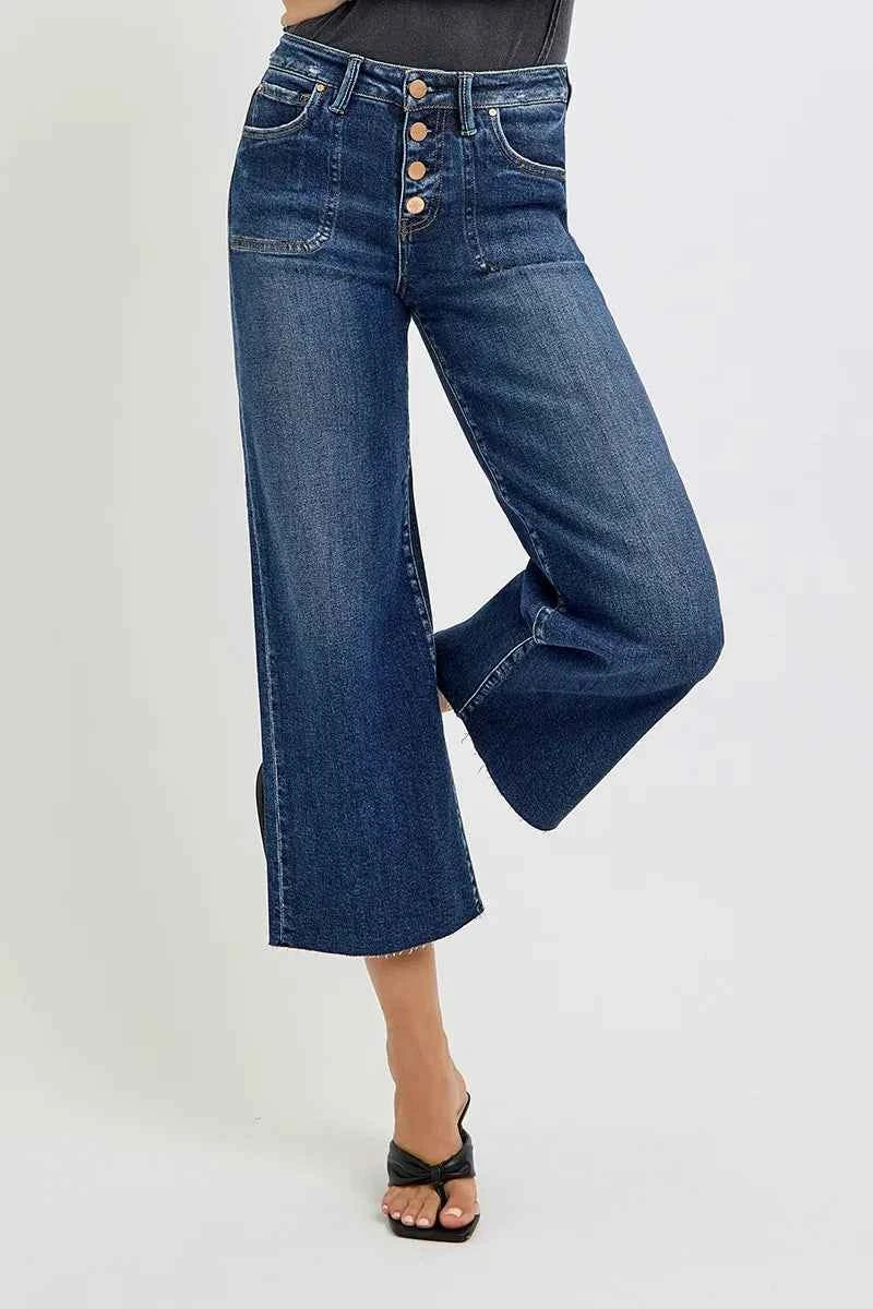 RISEN Full Size High Rise Crop Wide Button Up Jeans Plus Size DARK d0e8362395514db78bcf75a5bb001bd7-Max-Origin