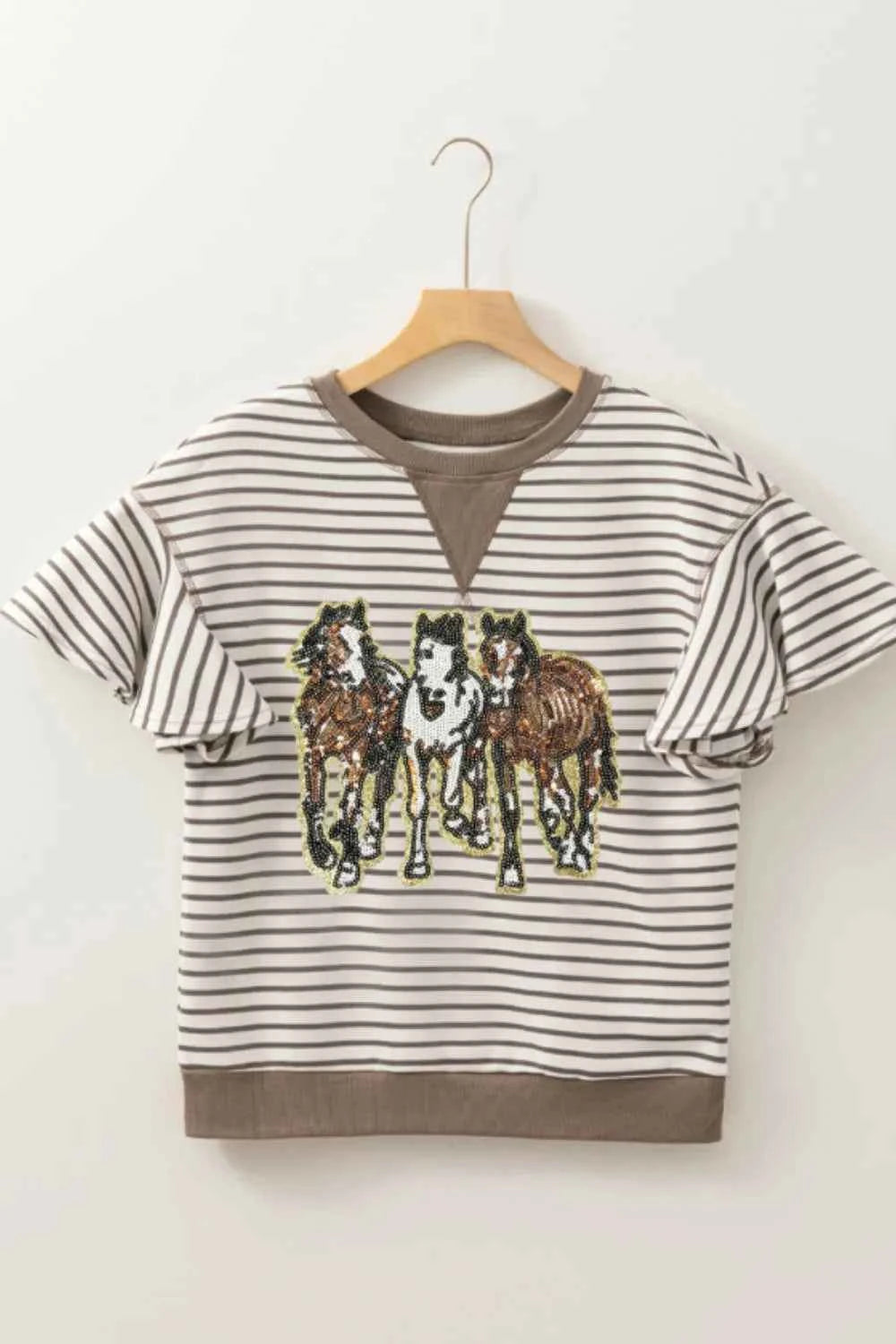 Sequin Striped Round Neck T-Shirt d0ef529d-32c9-4a4b-b169-8017efaefc63-Max-Origin