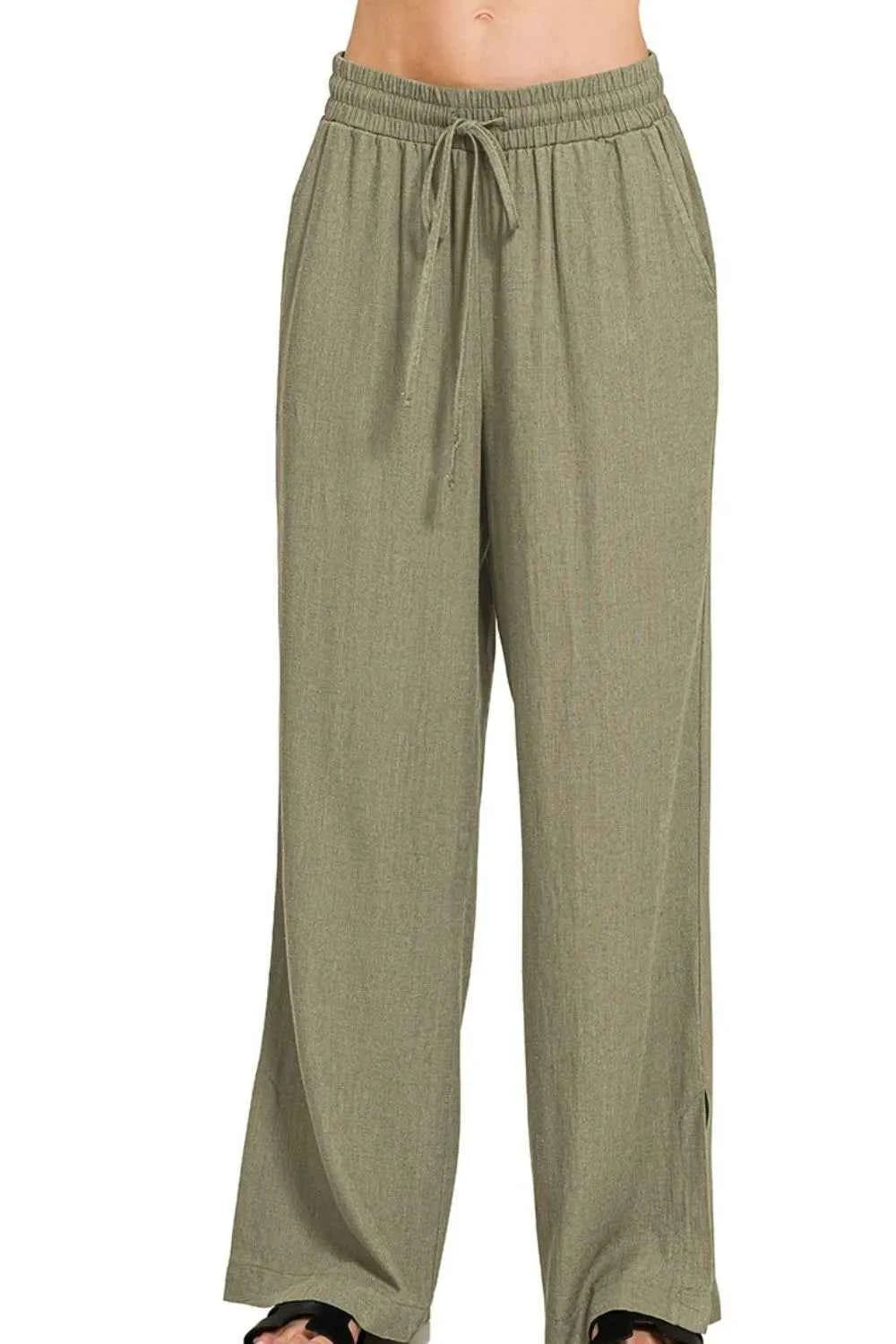 Zenana Linen Drawstring Pants LT OLIVE d10b0148-915f-4bc6-9f14-6ff12a634896-Max-Origin