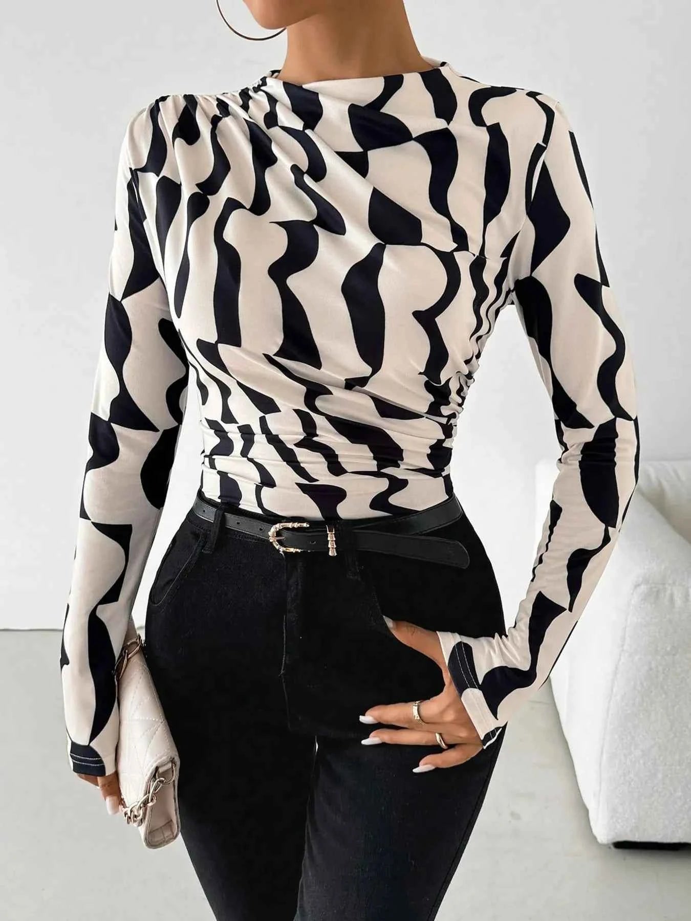 Printed Long Sleeve Blouse d117c2445e9449d6862ccad10d89dc38-Max-Origin