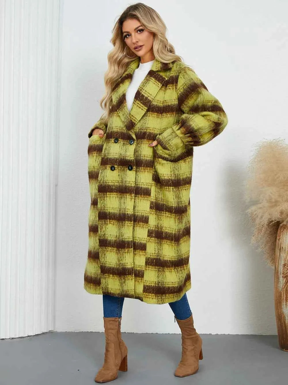Contrast Double-Breasted Long Sleeve Longline Coat d12d0073-c7cd-4c89-b207-dcb7902a34e4-Max