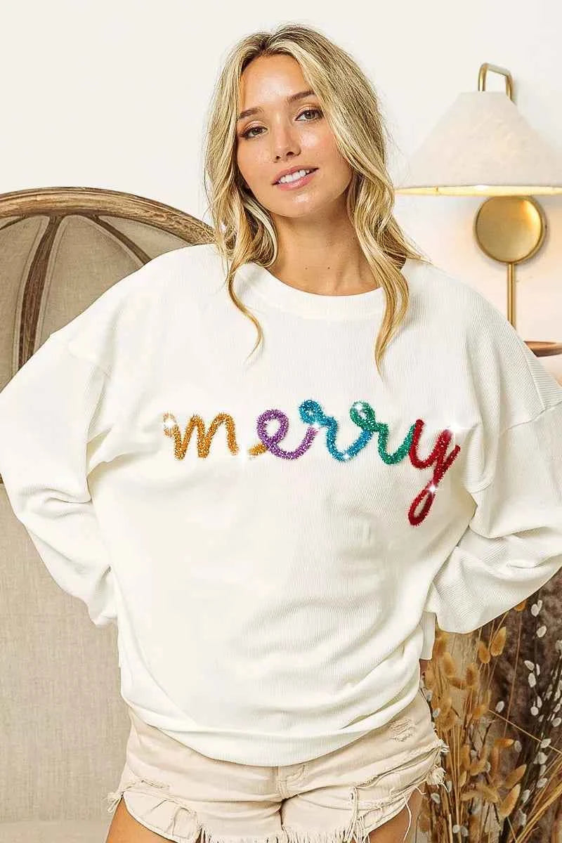 BiBi Merry Tinsel Lettering Drop Shoulder Sweatshirt d155293ba5ff4396aa14fc8840c05a9e-Max-Origin