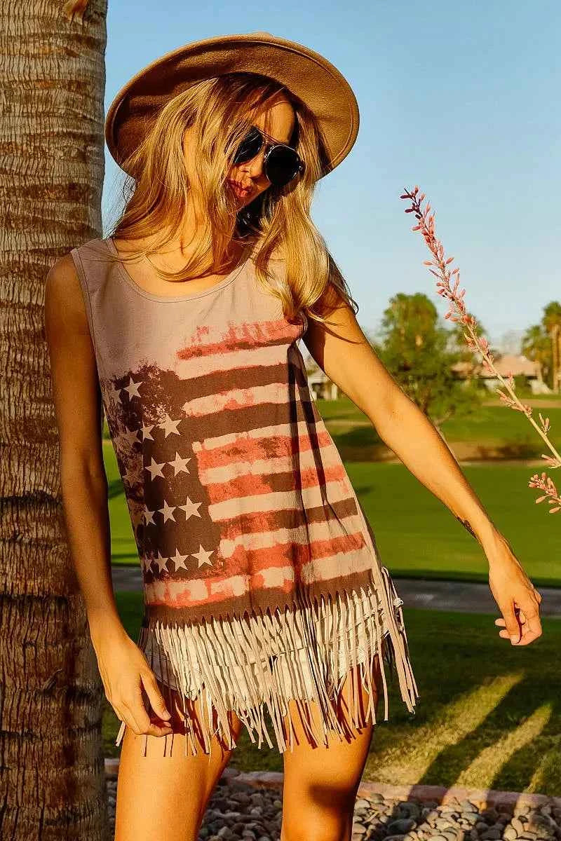 BiBi American Flag Print Knit Sleeveless Top d1582b926ec04c7cb5a9a394fc0a7a4c-Max-Origin