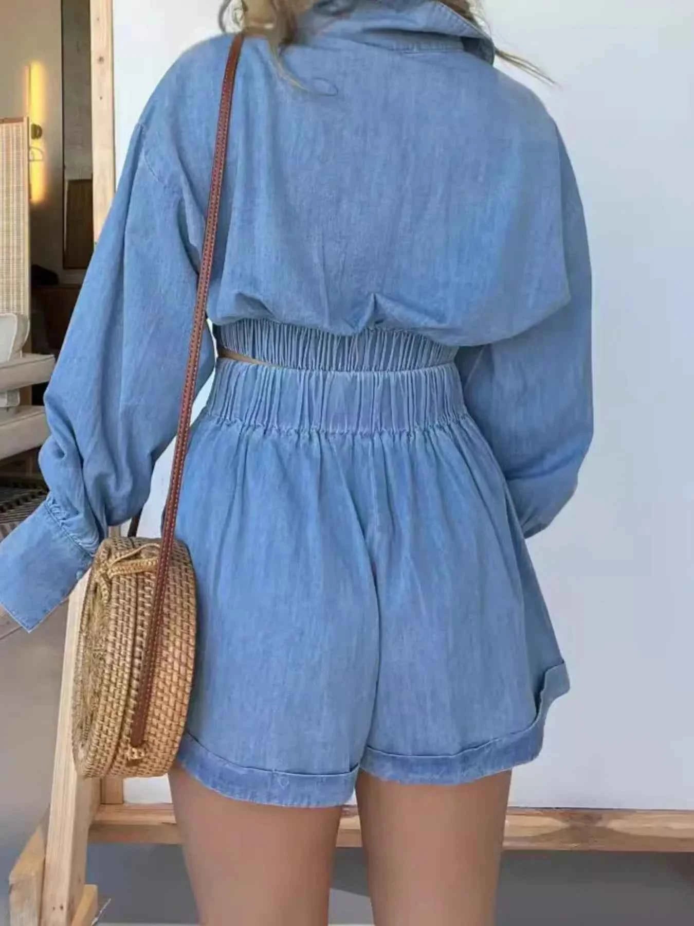 Full Size Long Sleeve Top and Shorts Denim Set Plus Size d16a4abb078b48318739f599d3197bf1-Max-Origin