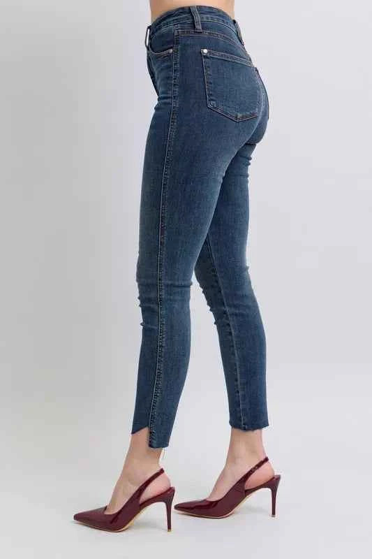 Judy Blue Full Size High Waist Tummy Control Step Hem Skinny Jeans Plus Size d1883a233acd4863b39367abd047a900-Max-Origin