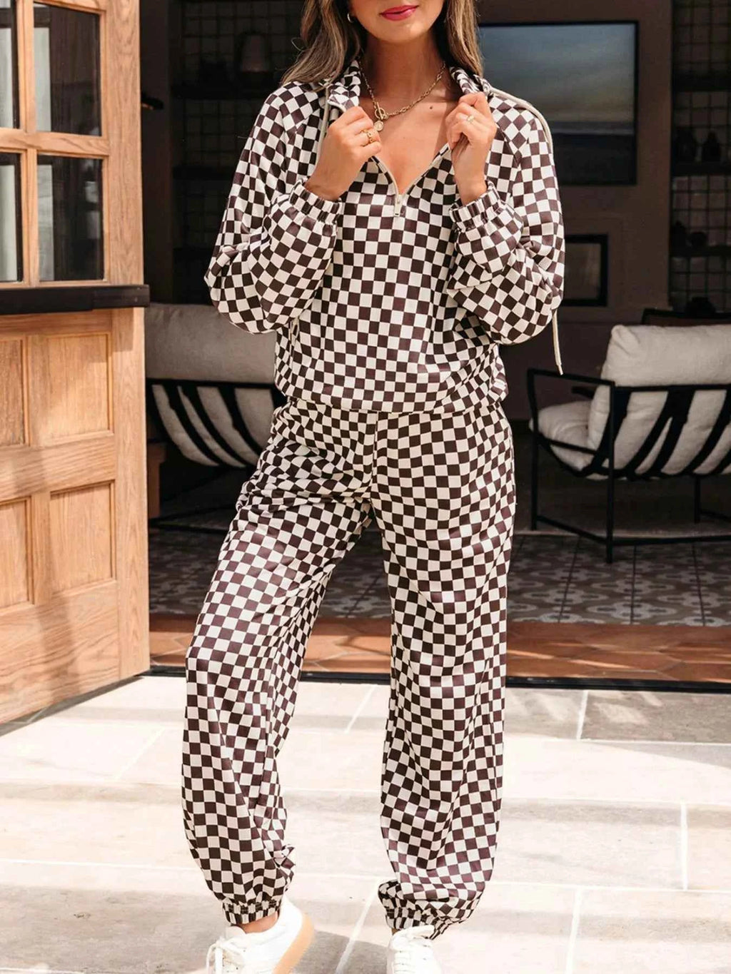 Checkered Drawstring Hoodie and Pants Set d1a69ef4-1d46-463f-94c0-cfd6f0f13e0c-Max-Origin