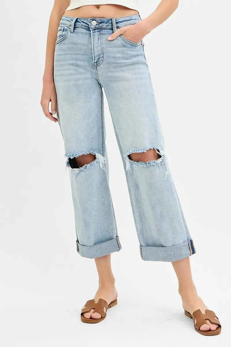 RISEN Full Size Mid Rise Fit Boyfriend Jeans with Cuff Plus Size LIGHT d1a792faa2704cffb2347f6be297c2d5-Max-Origin