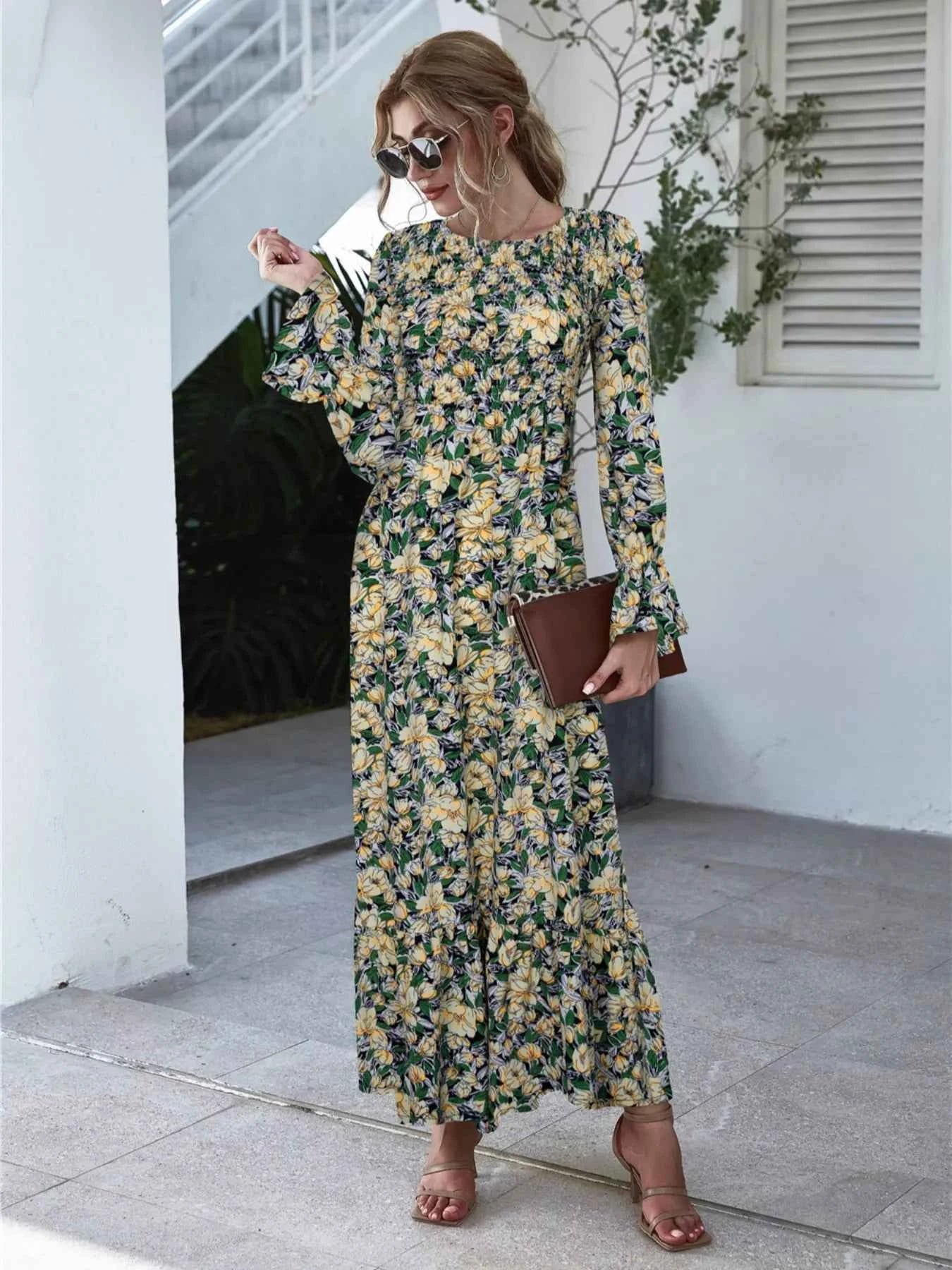 Floral Flounce Sleeve Maxi Dress d1b01b29-4378-4de5-a0dd-35094c30d202-Max-Origin