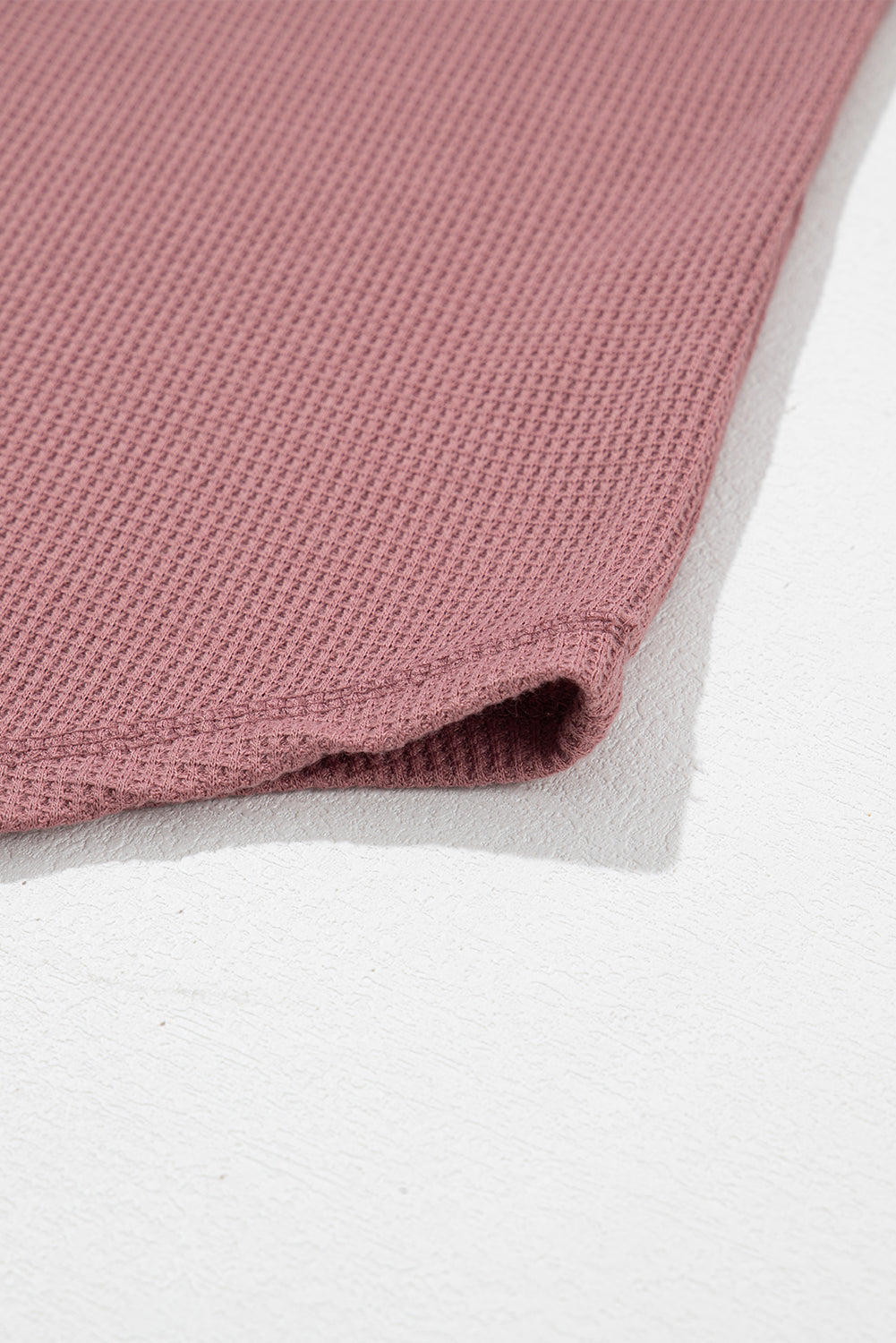 Blue Exposed Seam Drop Sleeve V Neck Waffle Textured Top d1bb0869b411b547