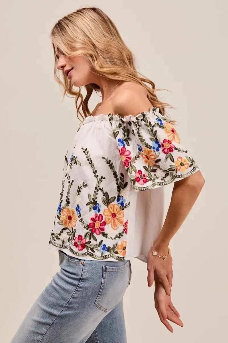 SO ME Floral Embroidered Two Way Off The Shoulder Blouse d20d45d7910a4e23bf62dc42d6fcf333-Max-Origin