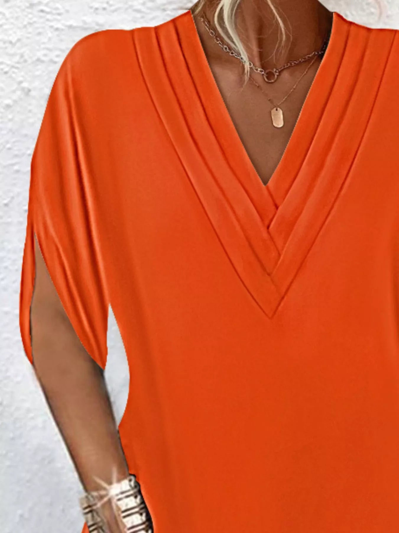 Full Size V-Neck Slit Sleeve Mini Dress Plus Size d240df22-b94c-42f6-a0bc-baf1114c3bd6-Max-Origin