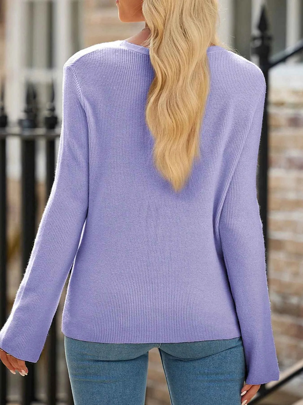 Ribbed Knit Button Front V Neck Cardigan d2595c13-2ef7-4ee7-bc84-73fc2377df37-Max-Origin