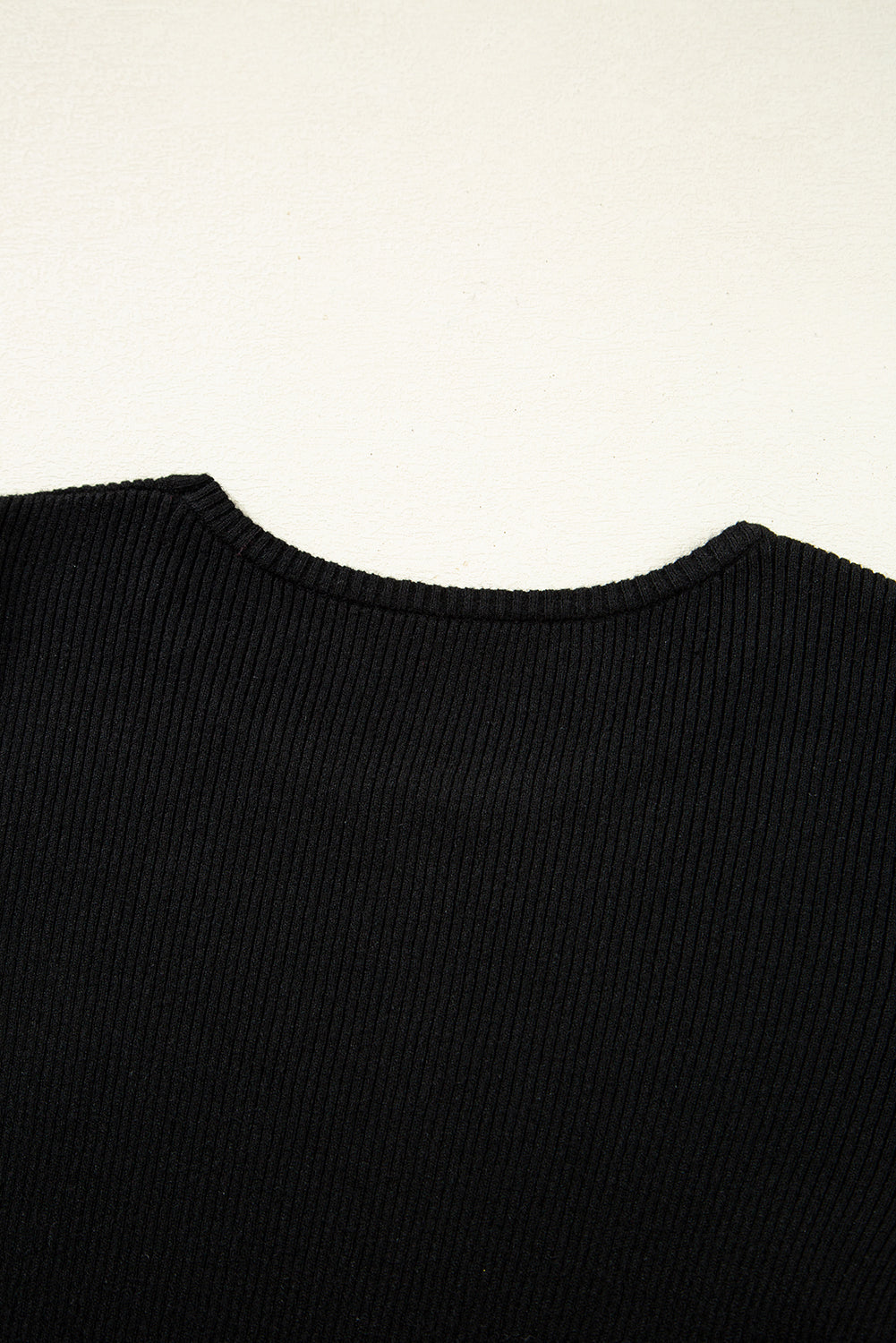 Black Ribbed Knit Cold Shoulder Plain Sweater d27b53ddb4add00f
