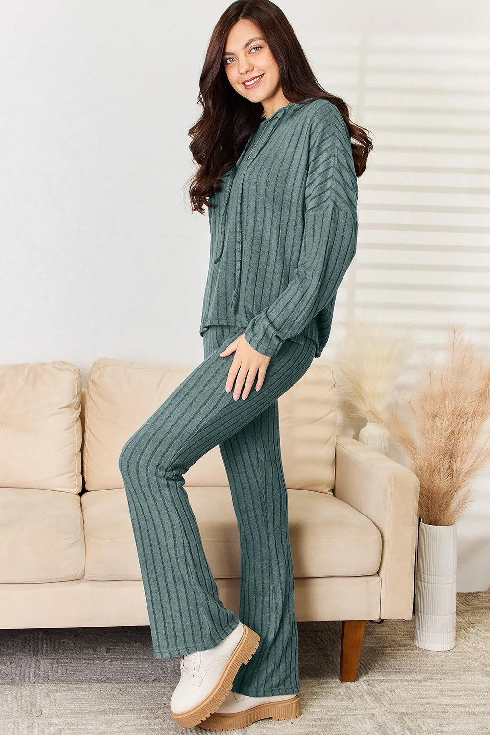 Basic Bae Full Size Ribbed Drawstring Hooded Top and Straight Pants Set d29093c8-207a-4c27-b32b-dcaef863d9c4-Max
