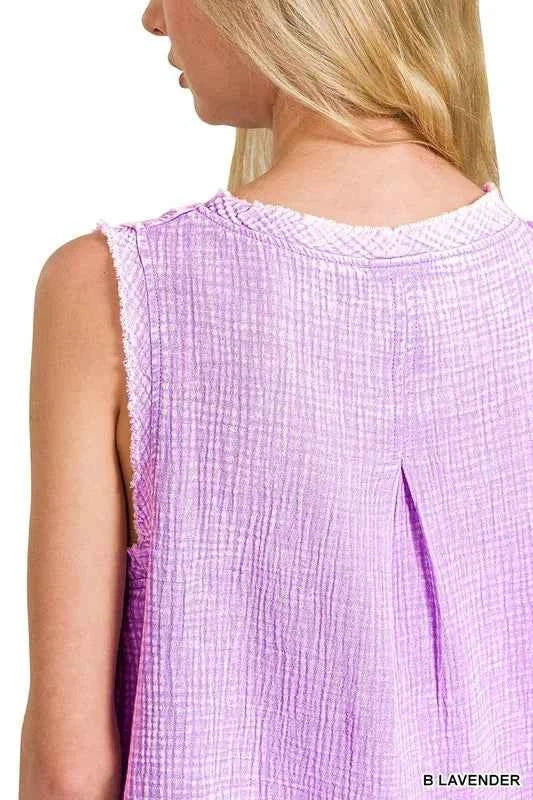 Zenana Double Gauze Raw Edge Acid Washed Tank d298a5534905440db9114ad075299e01-Max-Origin