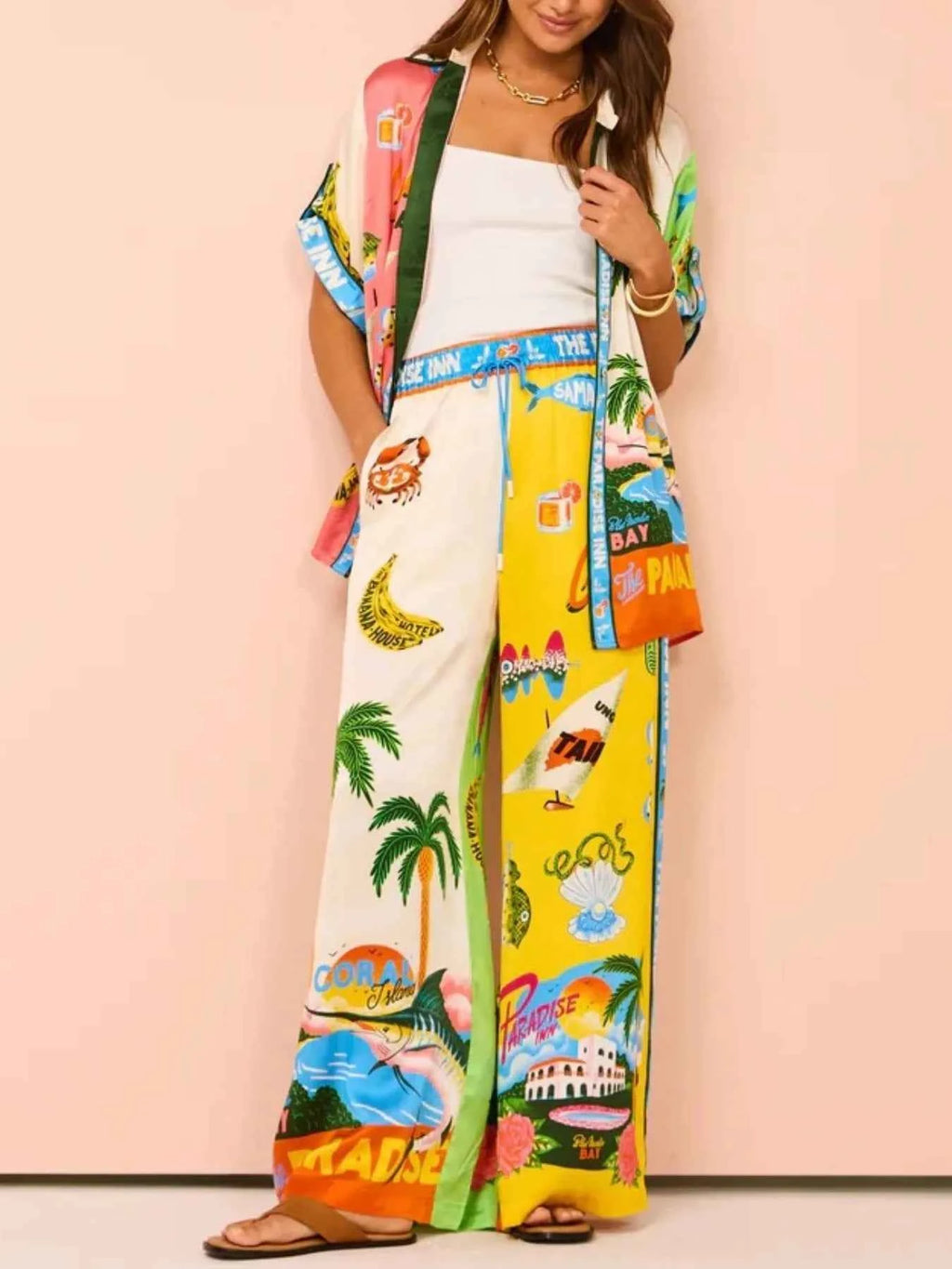 Printed Half Sleeve Shirt and Wide Leg Pants Set d2a11d75-e5a4-486c-bdaa-49b76bf33106-Max-Origin