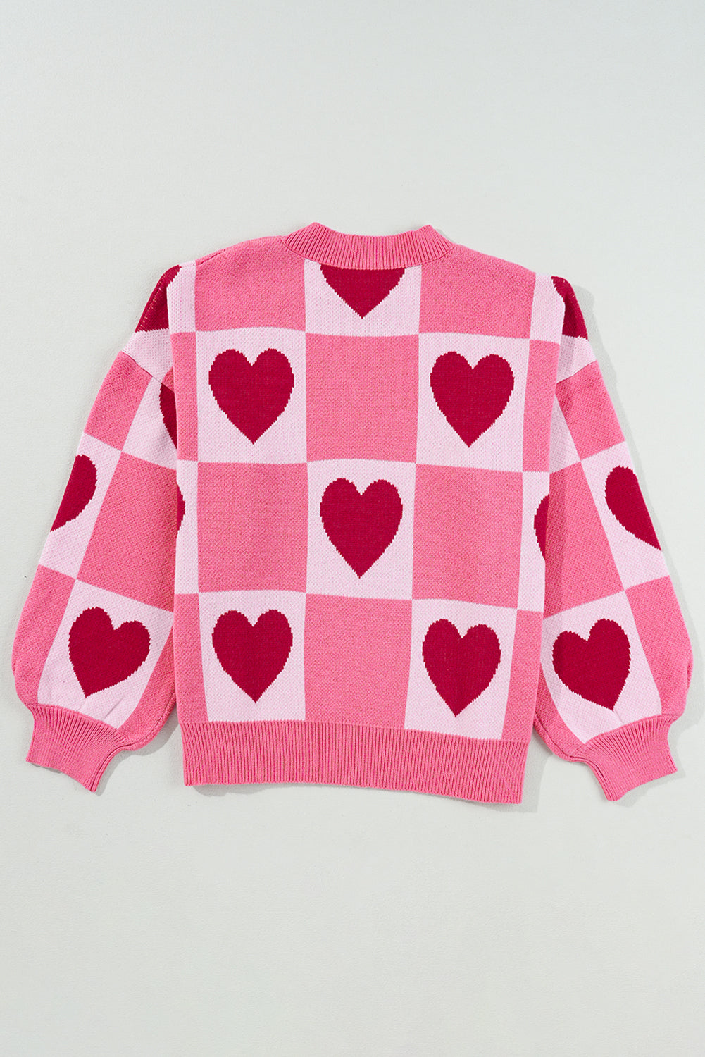 Pink Love Heart Checkered Valentine Knit Sweater d2e5d2c047e06164