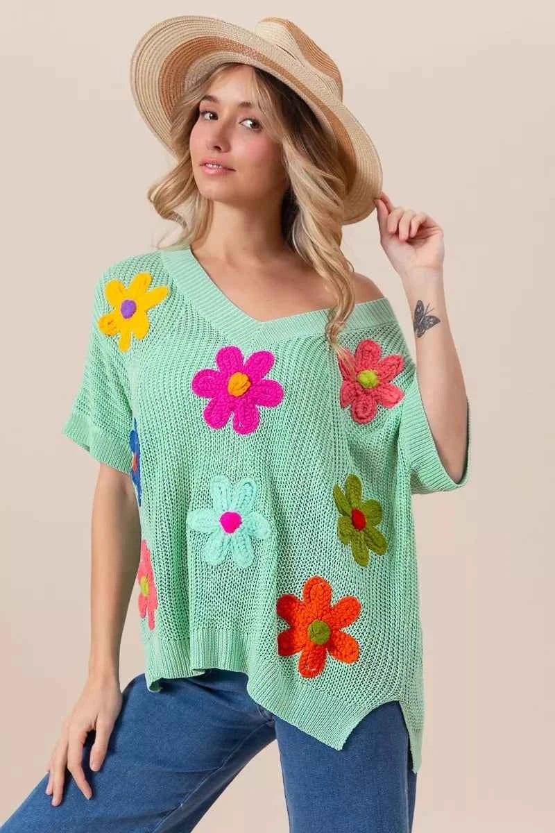 BiBi Flower Patches Dolman Sleeve Lightweight Sweater d2f4ec53022041a28496216efa4fdbf8-Max-Origin
