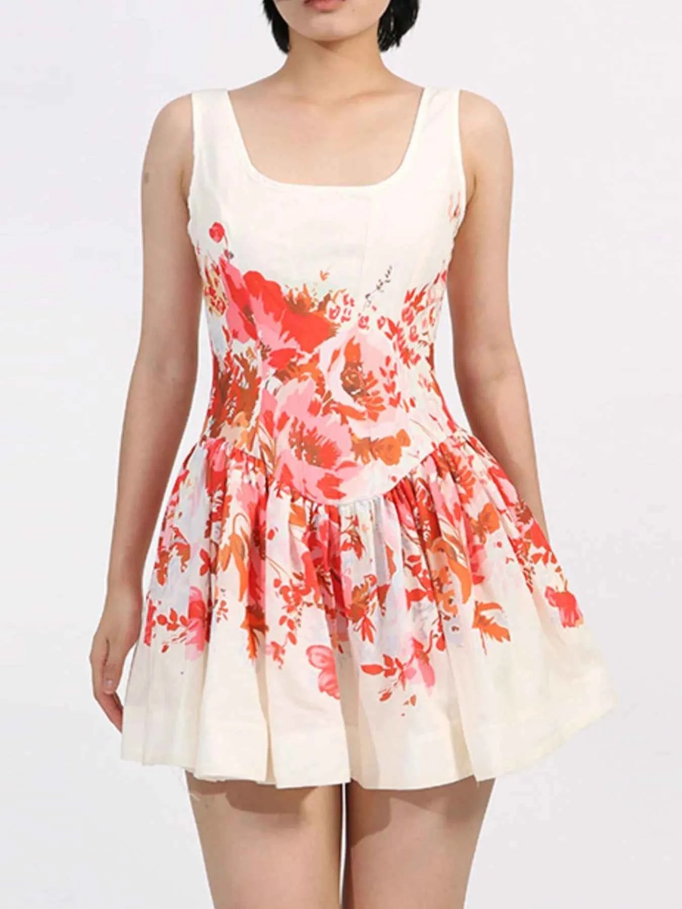 Floral Print Sleeveless A-Line Mini Dress d2f9b25c-13ac-4cb5-bc0b-b1968c6f4178-Max-Origin