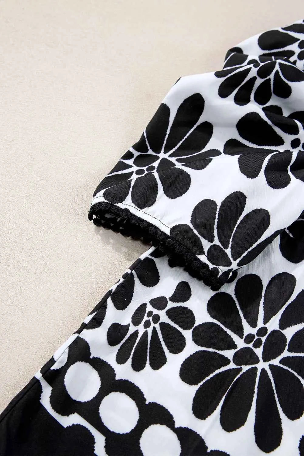 Printed Round Neck Half Sleeve Blouse d32b345a-ef3a-4ca1-ae41-c86a5502bf50-Max