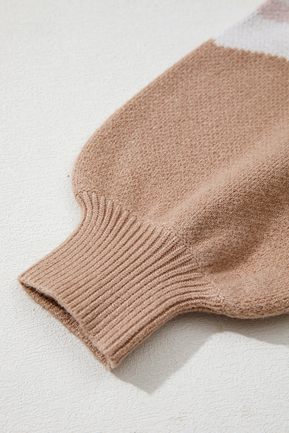 Straw Yellow Leopard Colorblock Patchwork Round Neck Sweater d33777b916b03e44