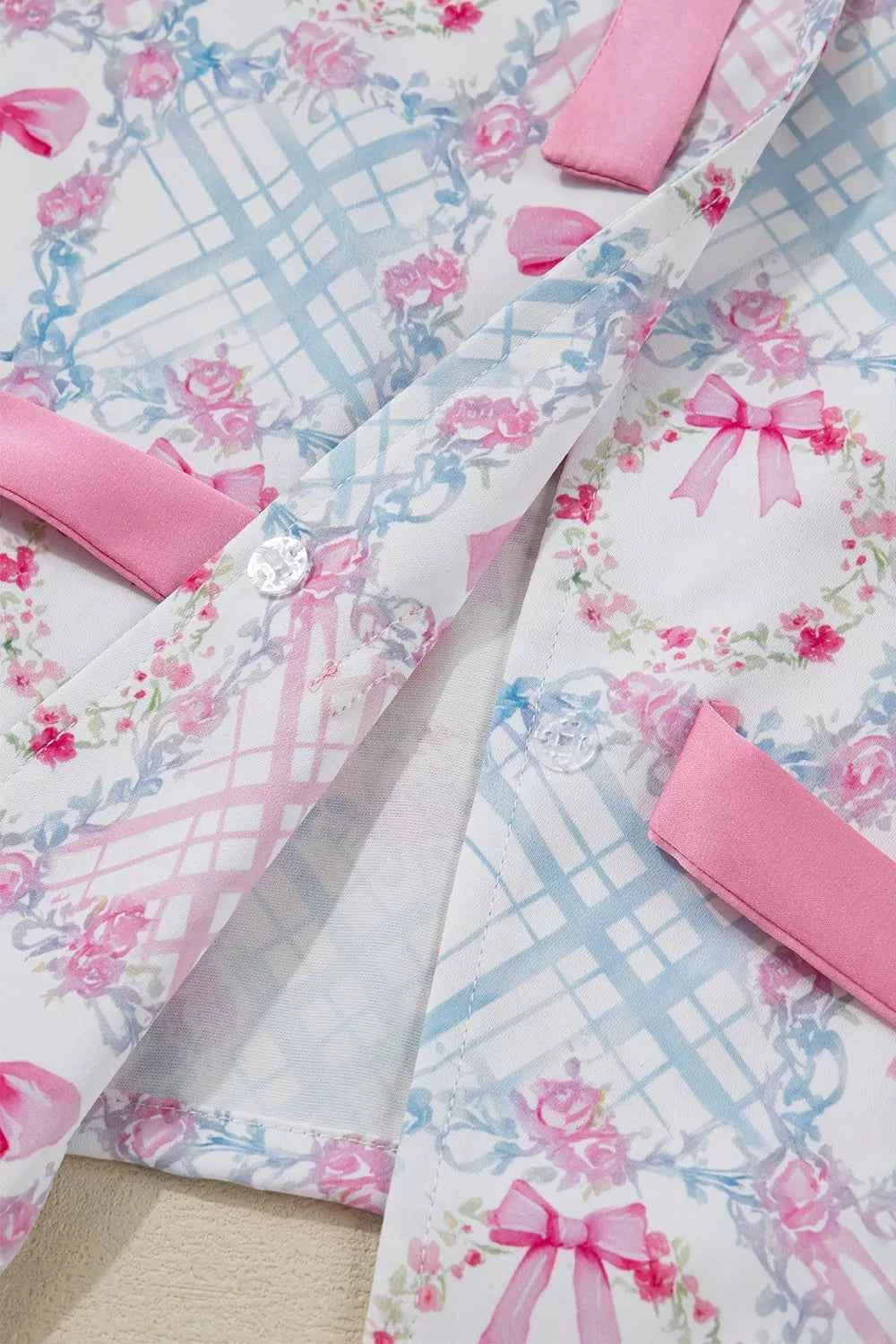 Wreath Pattern Christmas Tied Front Long Sleeve 2pcs Pajama Set d388927b-ccd4-42c8-a992-add54df73f29-Max-Origin