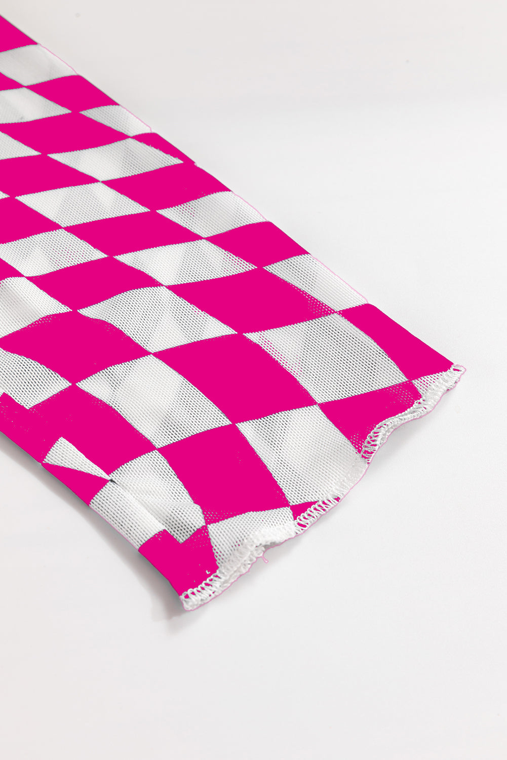 Black Checkered Pattern Mesh Long Sleeve Top d3b4e3e87a55723c