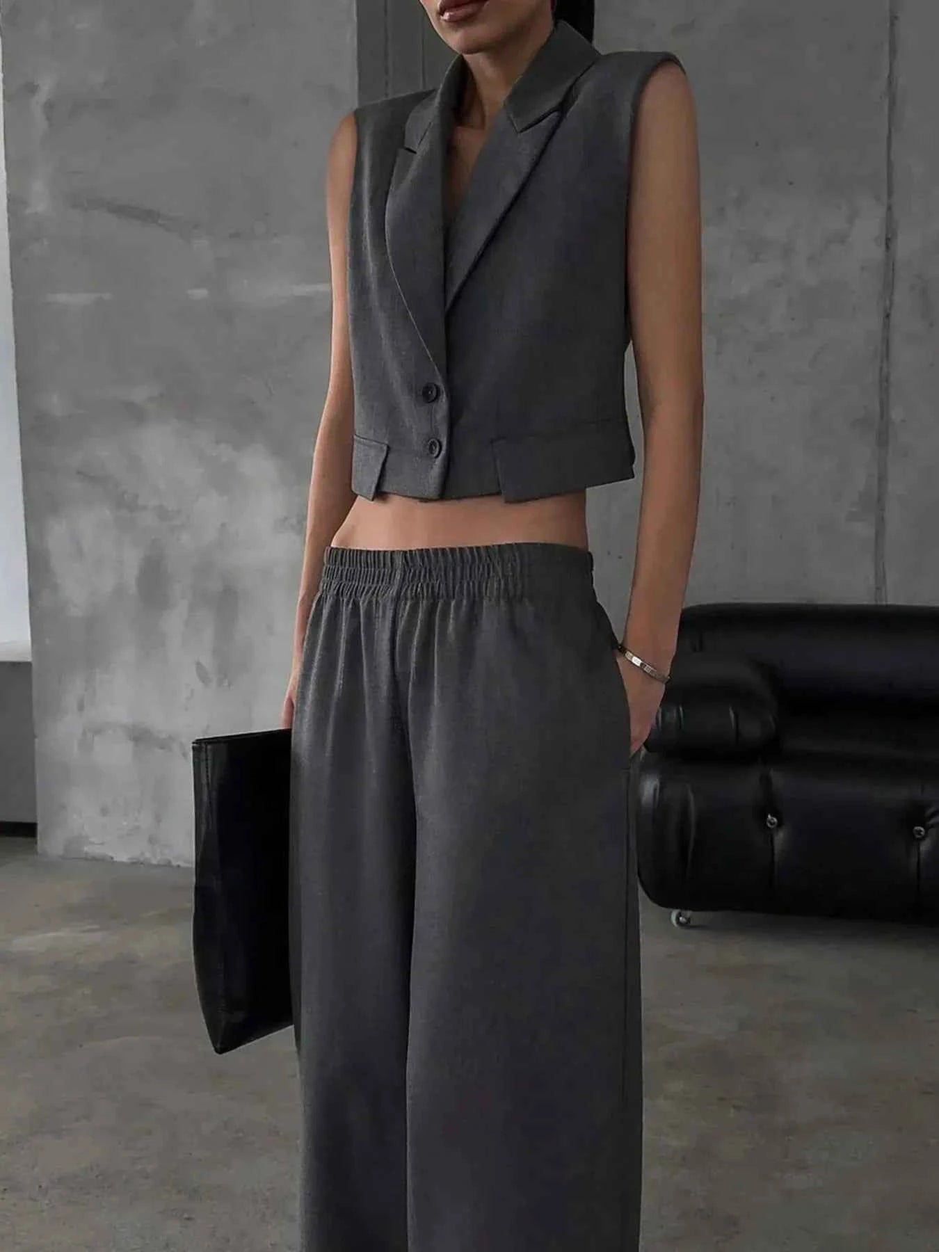 Button Up Sleeveless Top and Pants Set Dark Gray d3c36c72-3b46-448b-8d99-ab04f566b113-Max-Origin