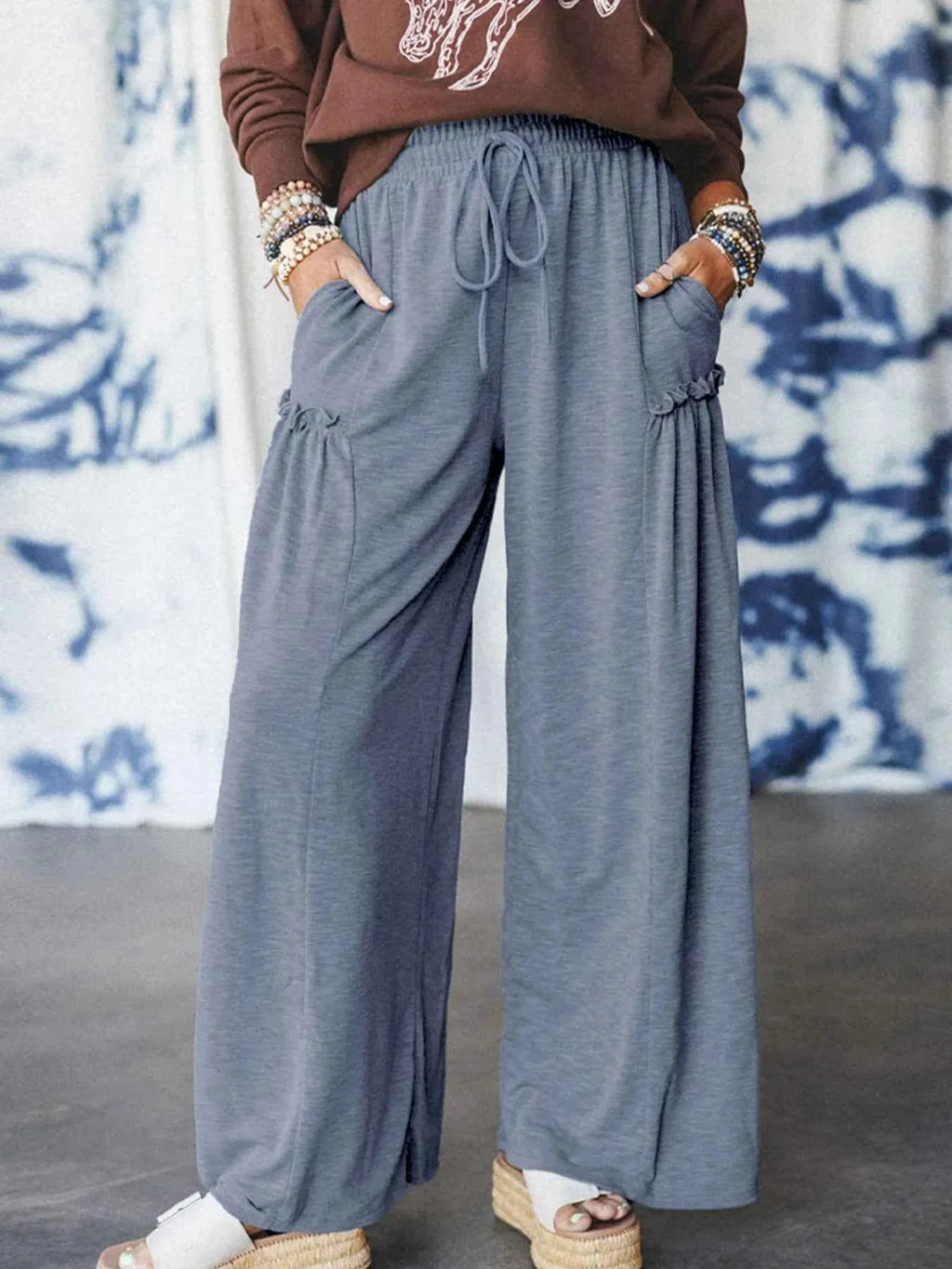 Casual Wide Leg Drawstring Pants Gray d40d19449aa549ccb98684ecd8c2ed62-Max-Origin
