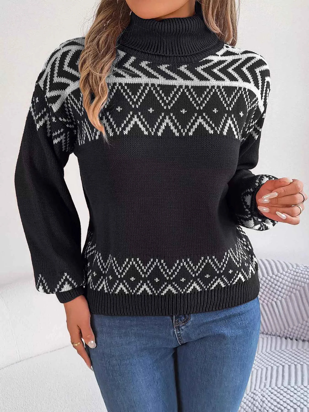 Turtleneck Dropped Shoulder Sweater d4283fade5274631a4a4f0210ab83287-Max-Origin