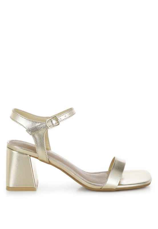 Kazara Metallic Faux Leather Block Heels d44c6173-8e95-4810-9a37-1e29fa2ebbbc