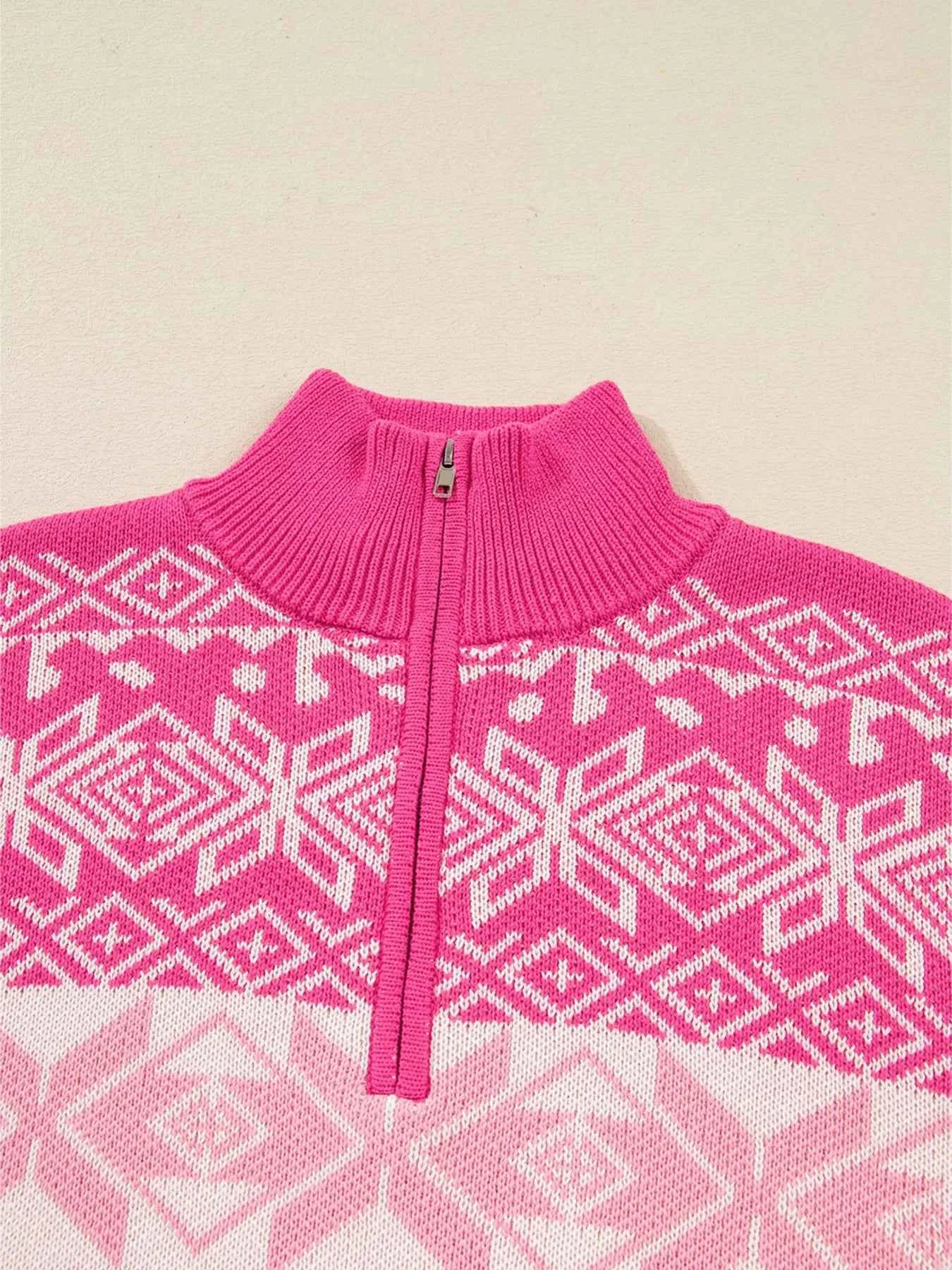Christmas Snowflake Quarter Zip Collard Sweater d4644632a58a4a2e9390bdb78814c6ac-Max-Origin