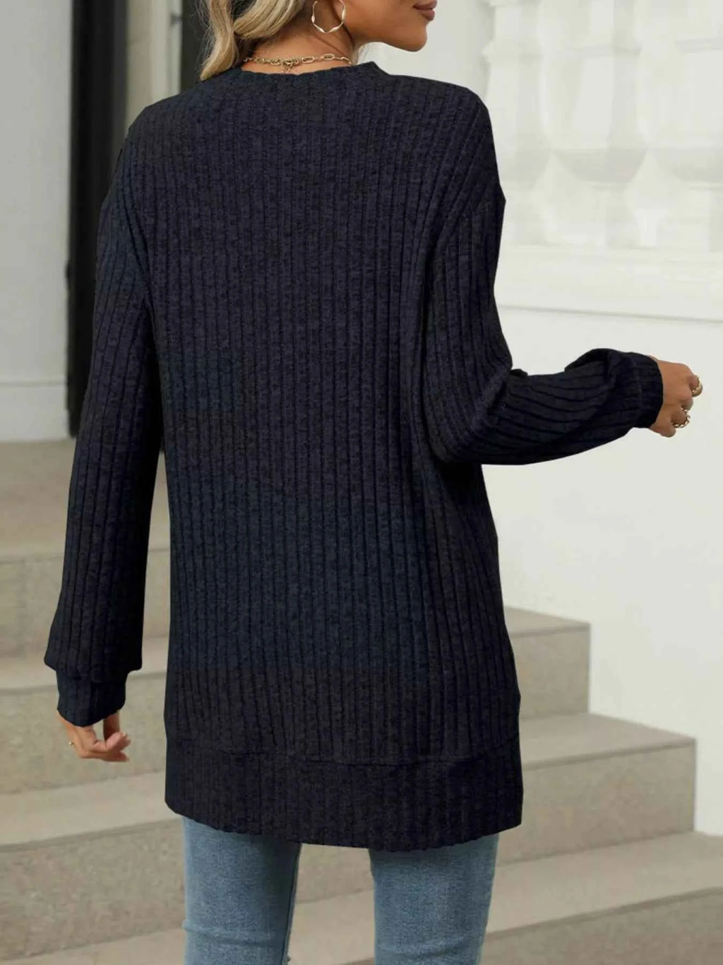 Ribbed Knit Round Neck Sweater d4735d92-ed79-4cab-8f62-9a1949c2f8cc-Max-Origin