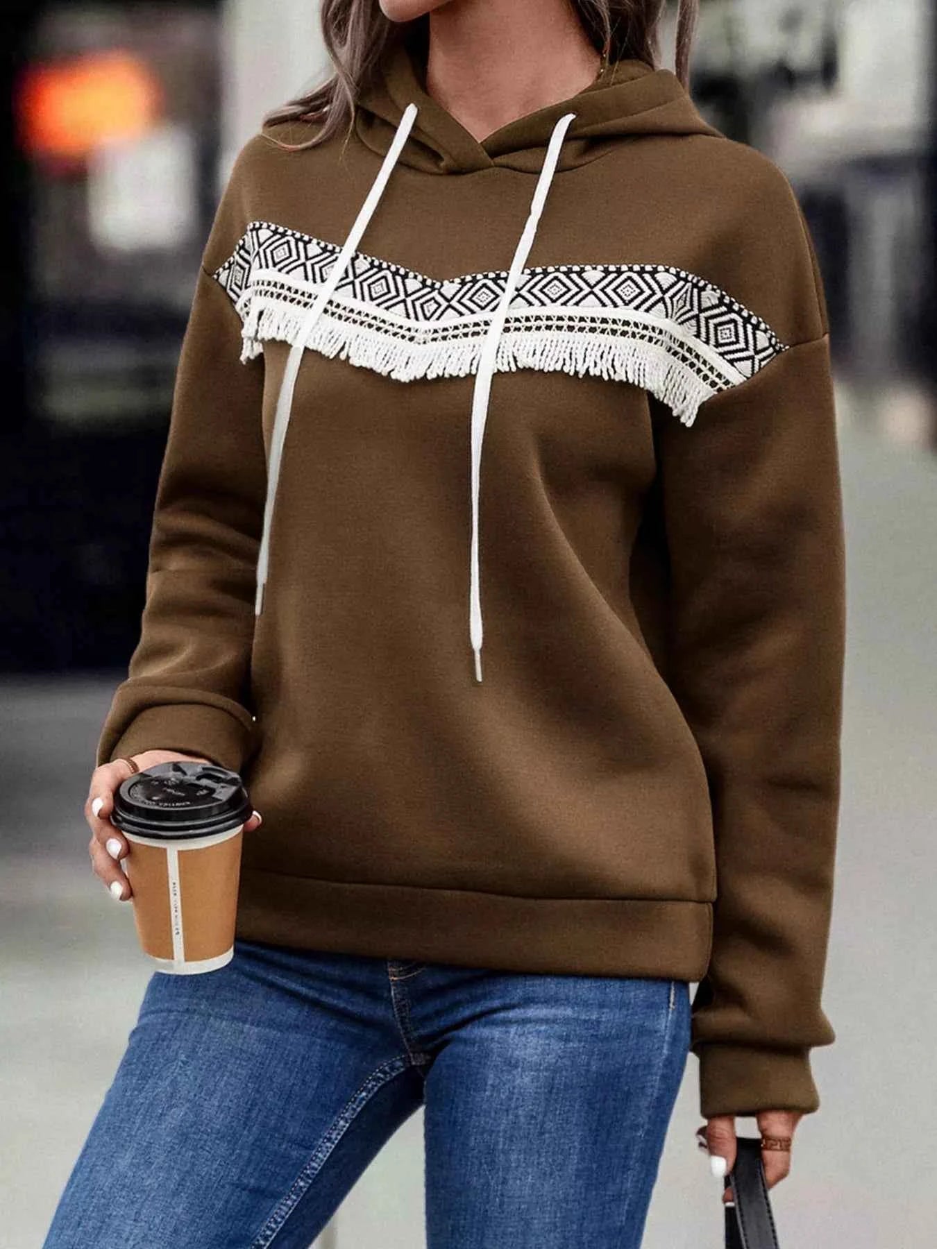 Fringe Detail Long Sleeve Drawstring Hoodie d488188f-05b6-4288-9996-0c7ea73a26c1-Max-Origin