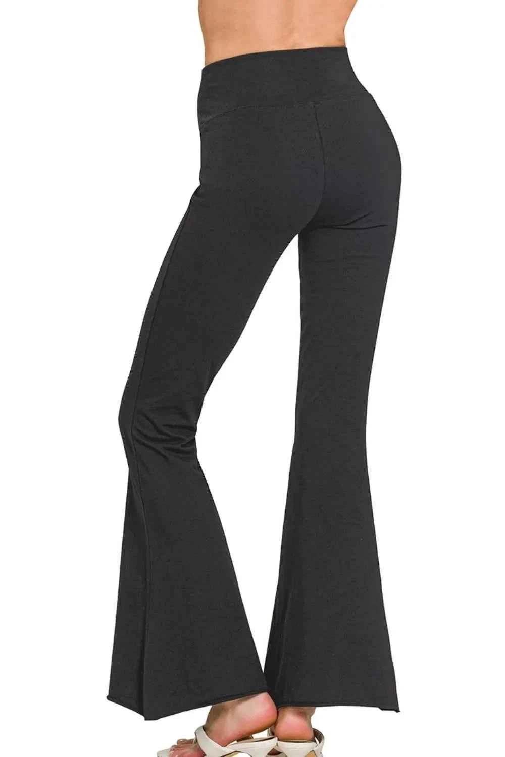 Zenana Raw Edge Hem Flare Yoga Pants d4a322ef-3afc-4a53-92a5-a0f98a9e9775-Max-Origin