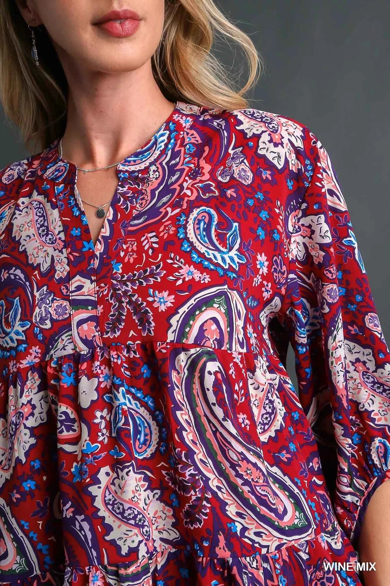 Umgee Mix Paisley Boho Tunic Blouse d4c505e9-f1e8-4d08-961d-3cb127c4175d-Max-Origin
