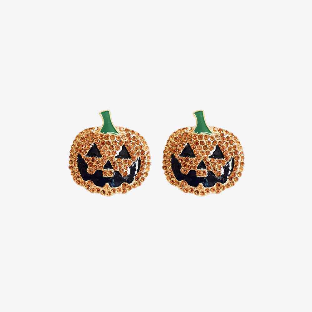 Demon Pumpkin Rhinestone Alloy Earrings Caramel One Size d4cdca0a029346a59f4899830d008124-Max
