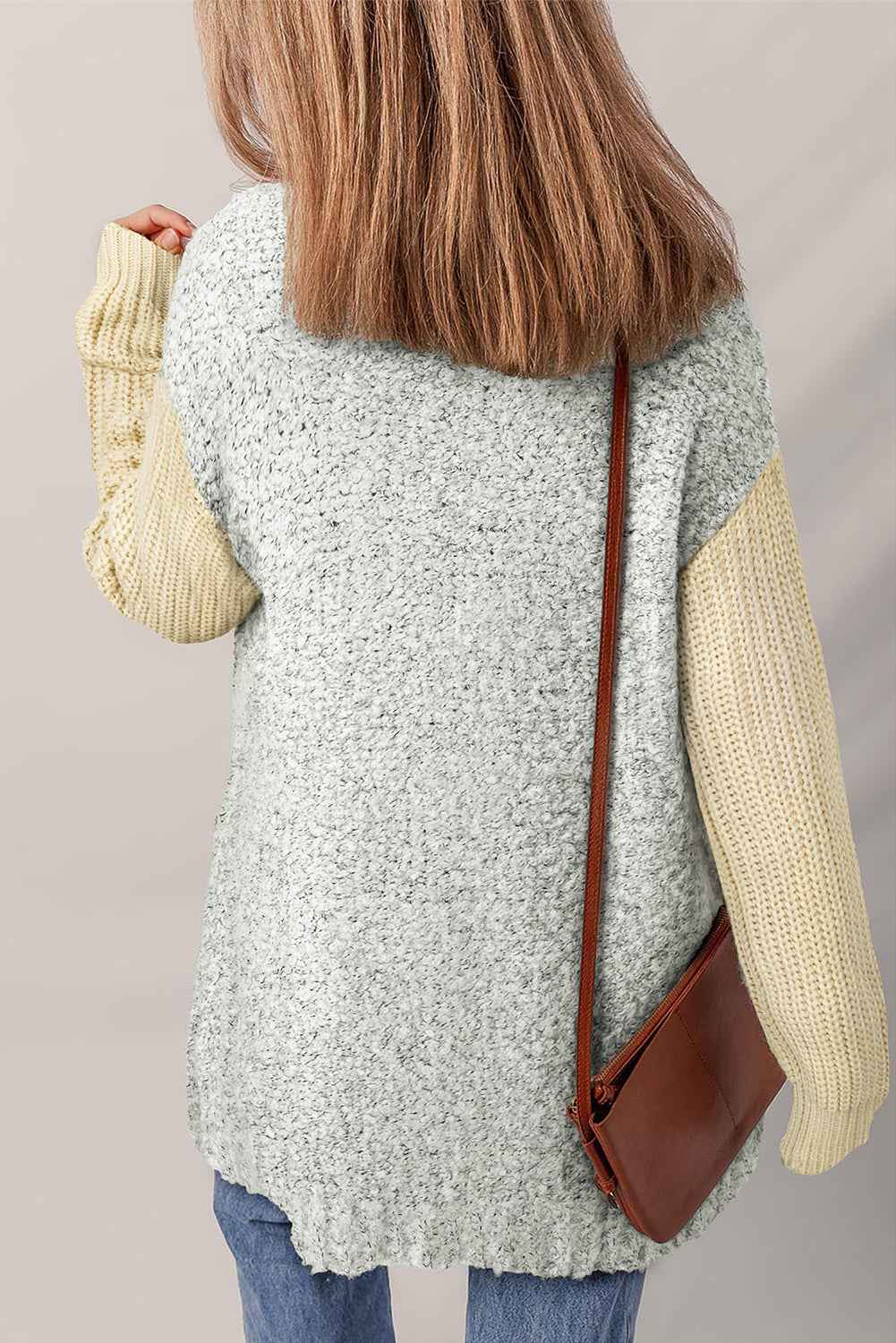 High-rise Patchwork Side Pockets Open Front Cardigan d509a71b1710e8d6