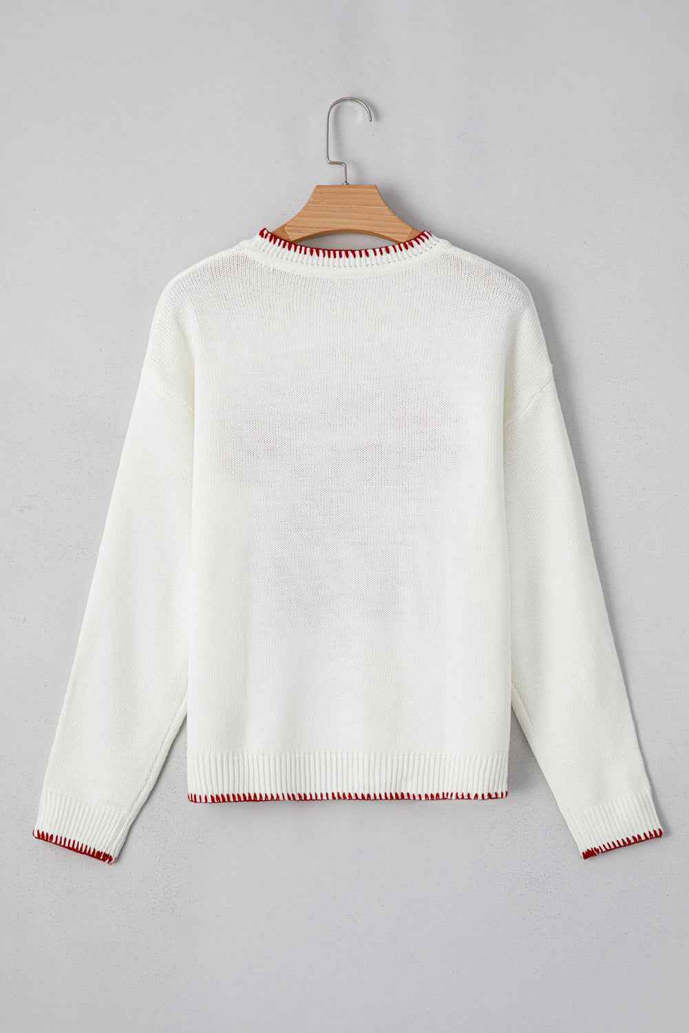 White Sweet Bow Long Sleeve Knit Sweater d51c9edecb5aa318