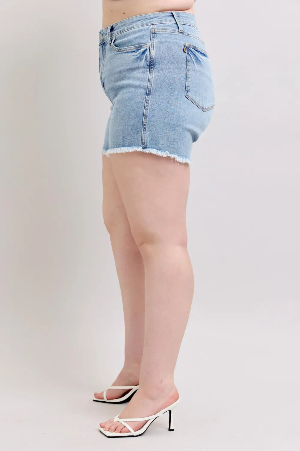 Judy Blue Full Size Tummy Control Raw Hem Denim Shorts Plus Size d53a401c-76e5-4a8e-991d-562ecc4566d4-Max
