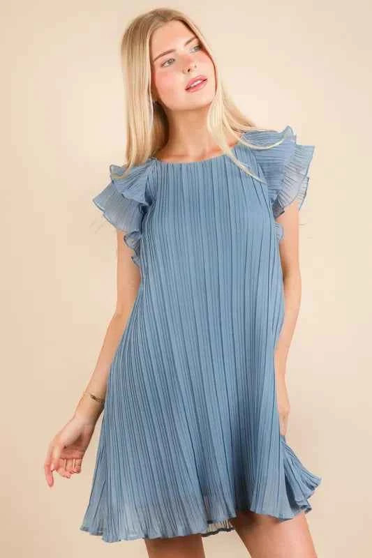 VERY J Plus Size Ruffle Sleeve Pleated Woven Mini Dress d53f21f33d25436285da7e876bc31396-Max-Origin