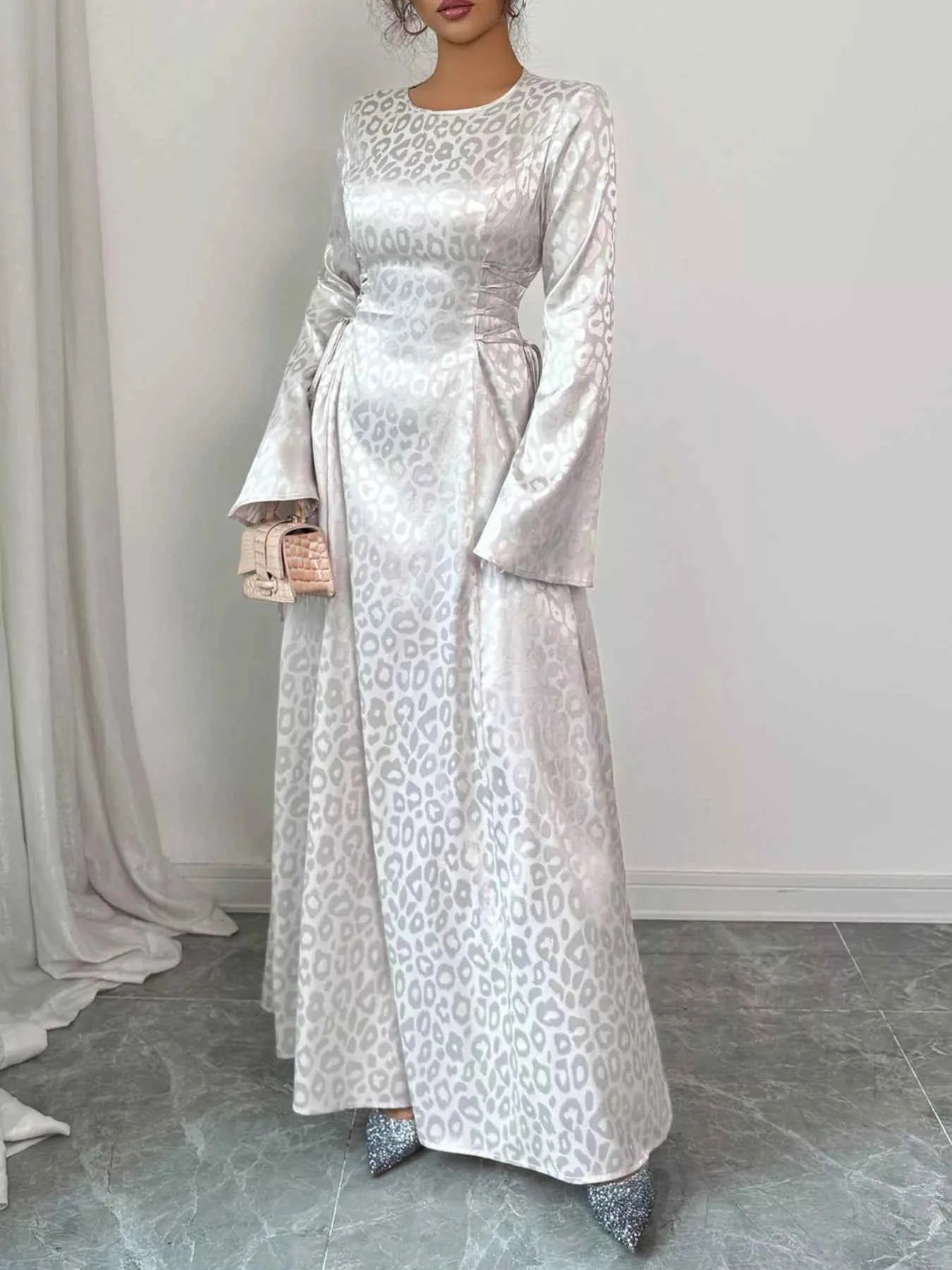 Leopard Lace Up Long Sleeve Maxi Dress Apricot d58351a0-eb70-40d4-9e0d-42f4a0cda89f-Max-Origin