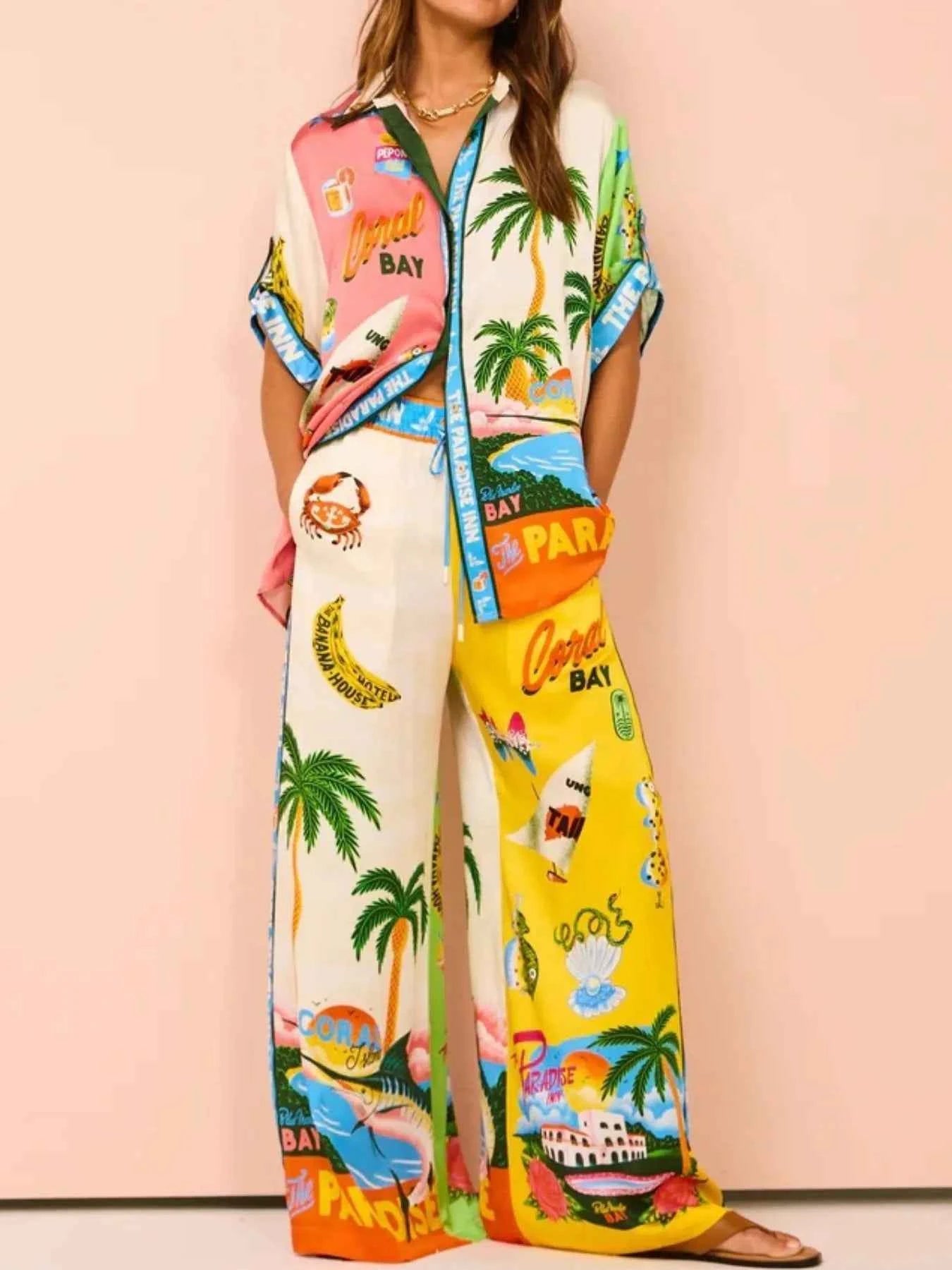 Printed Half Sleeve Shirt and Wide Leg Pants Set Multicolor d58f99e9-bac9-425e-85d0-096fa3f0aec0-Max-Origin