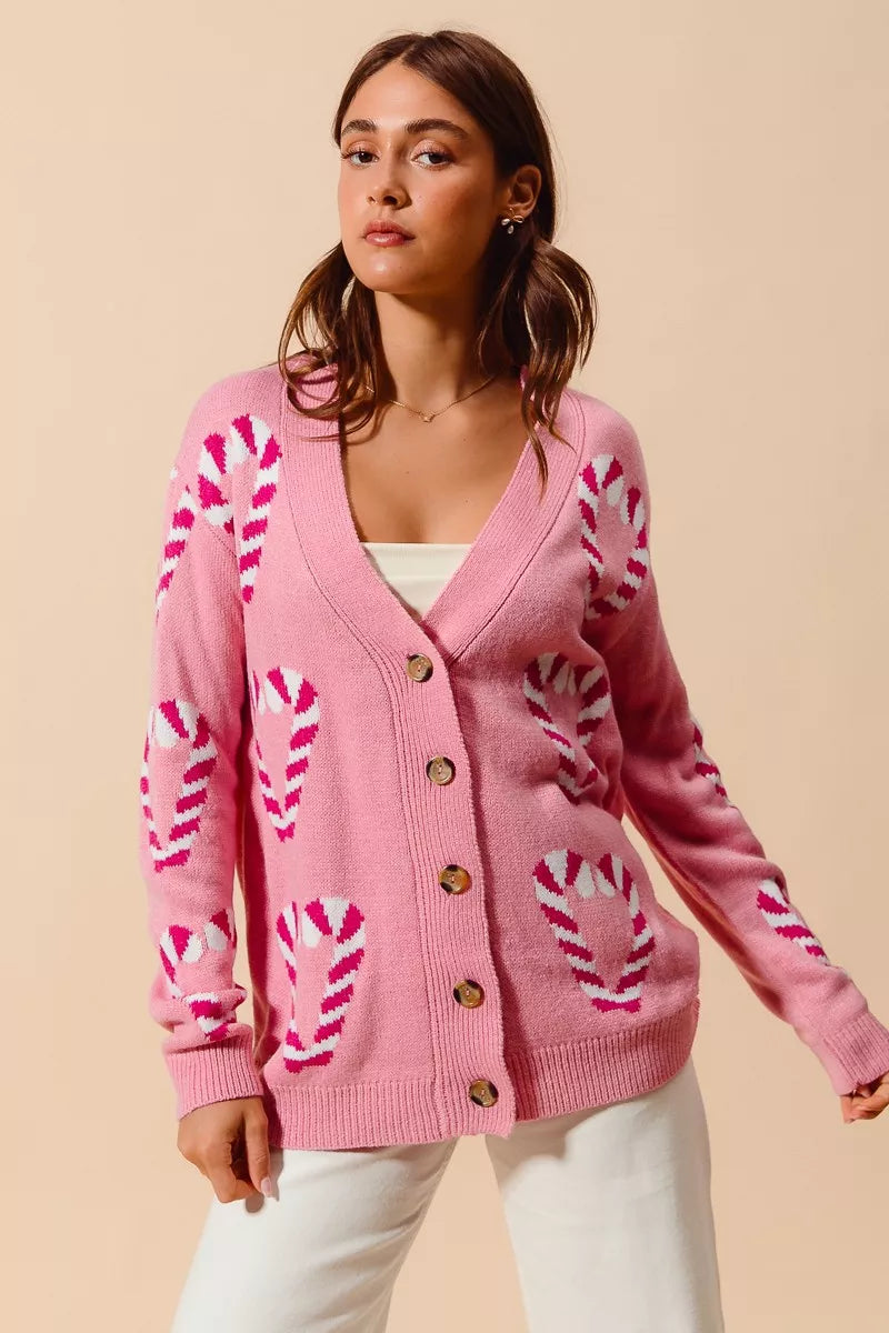 SO ME Christmas Candy Cane Button Front Sweater Cardigan d593727c799b4461900b5bf013dddcd6-Max-Origin